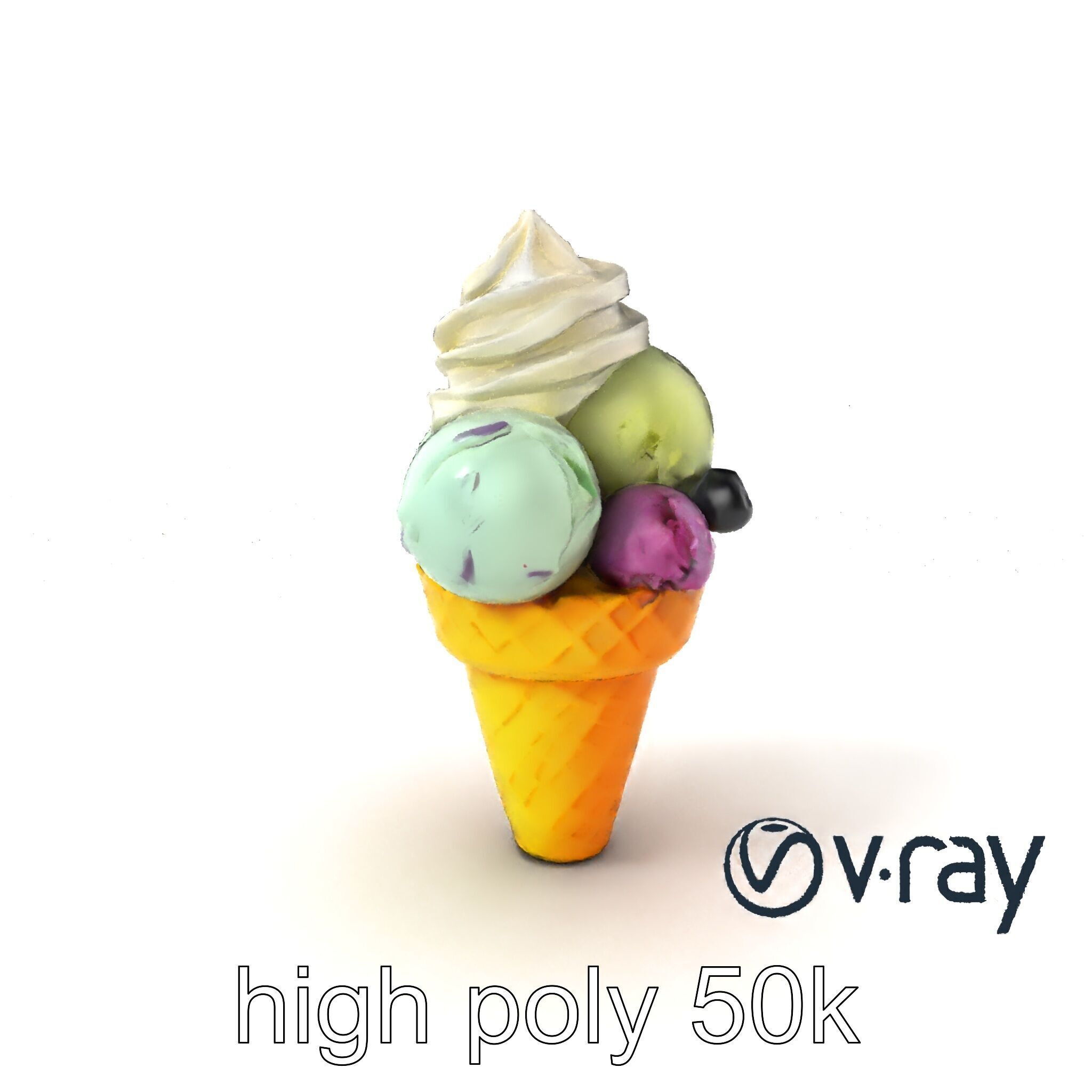 Pastel Ice Cream Cone Delight model pack Low-poly 3D model_2
