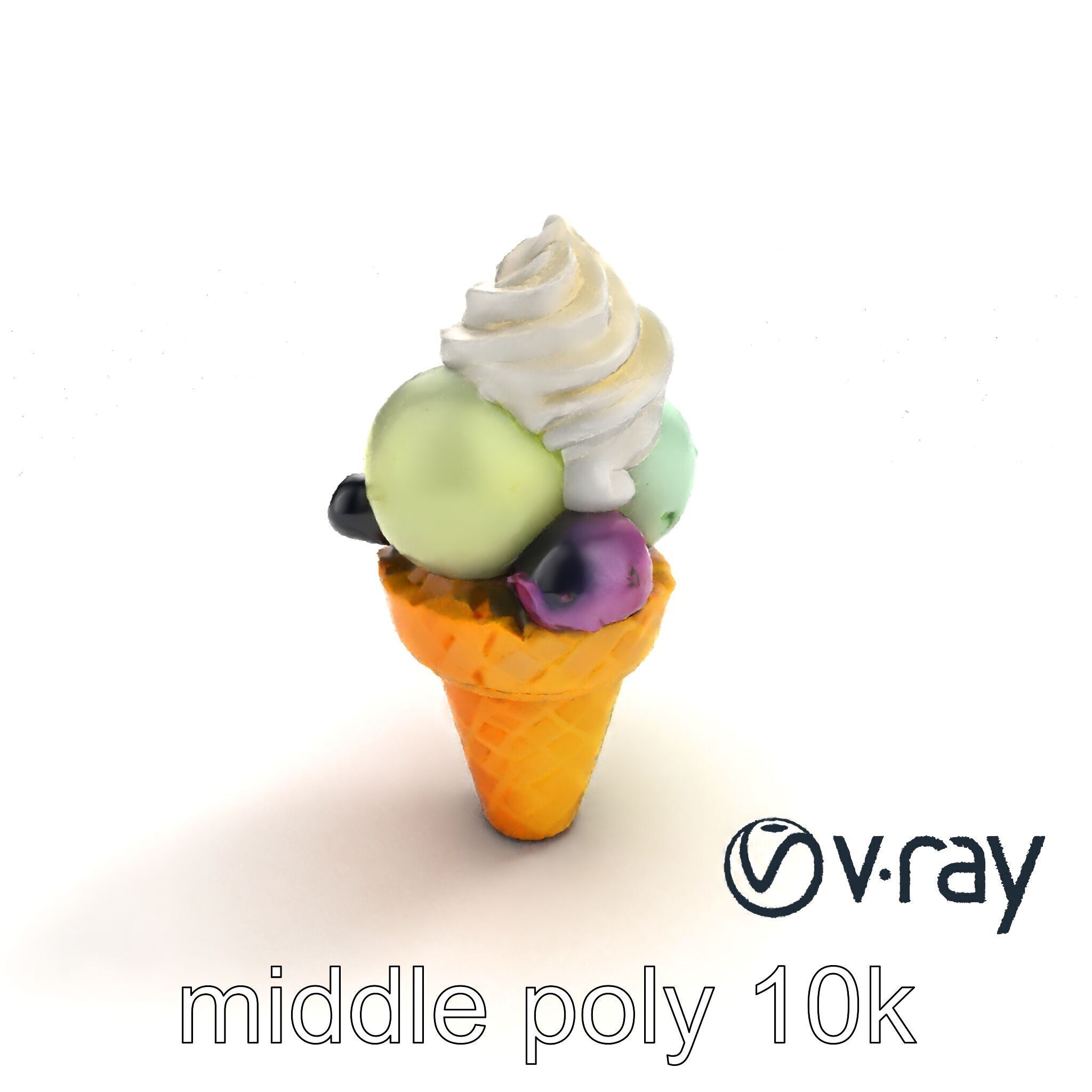 Pastel Ice Cream Cone Delight model pack Low-poly 3D model_8