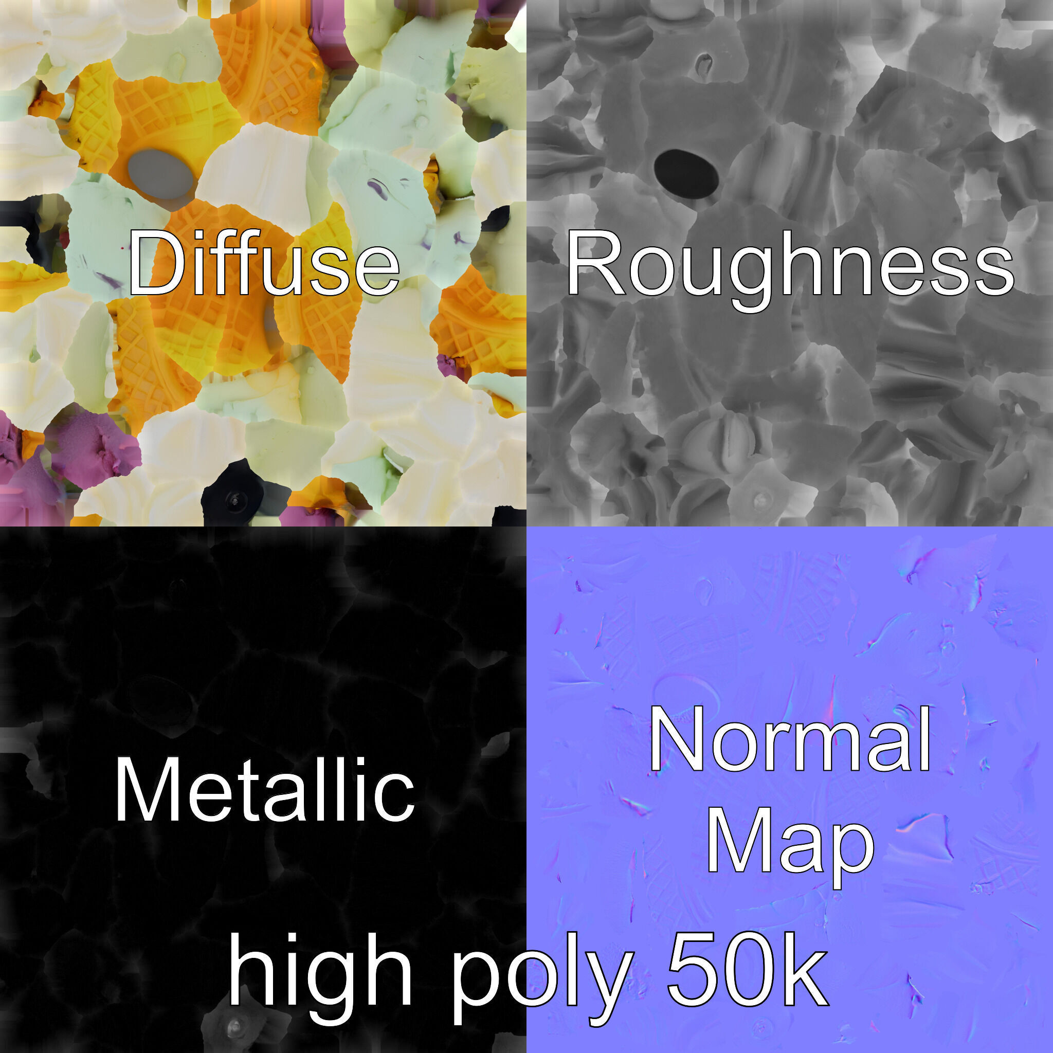 Pastel Ice Cream Cone Delight model pack Low-poly 3D model_3