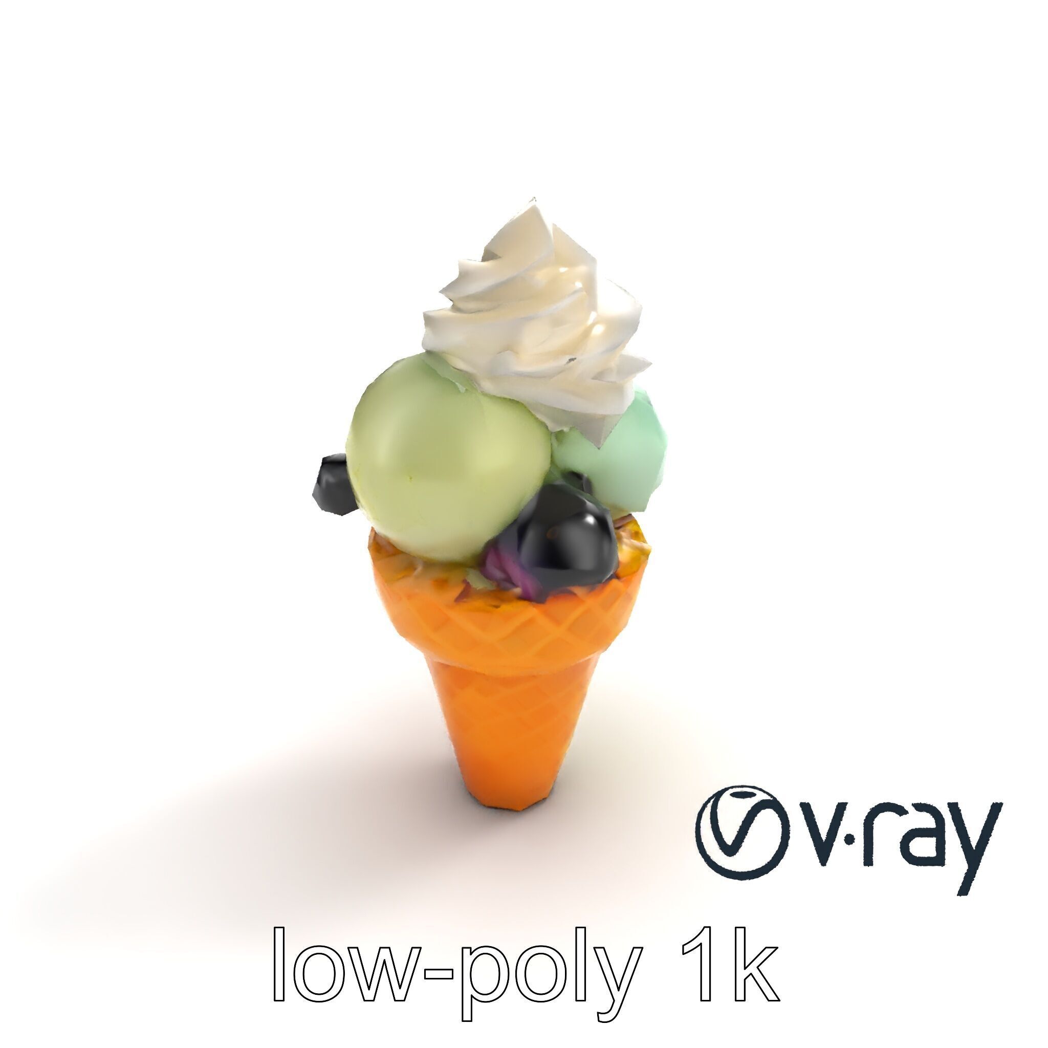 Pastel Ice Cream Cone Delight model pack Low-poly 3D model_9