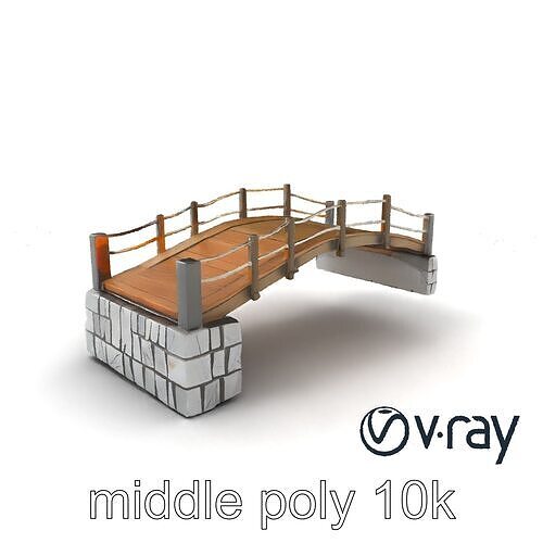 Historical Replica Footbridge Model Pack Low-poly 3D model