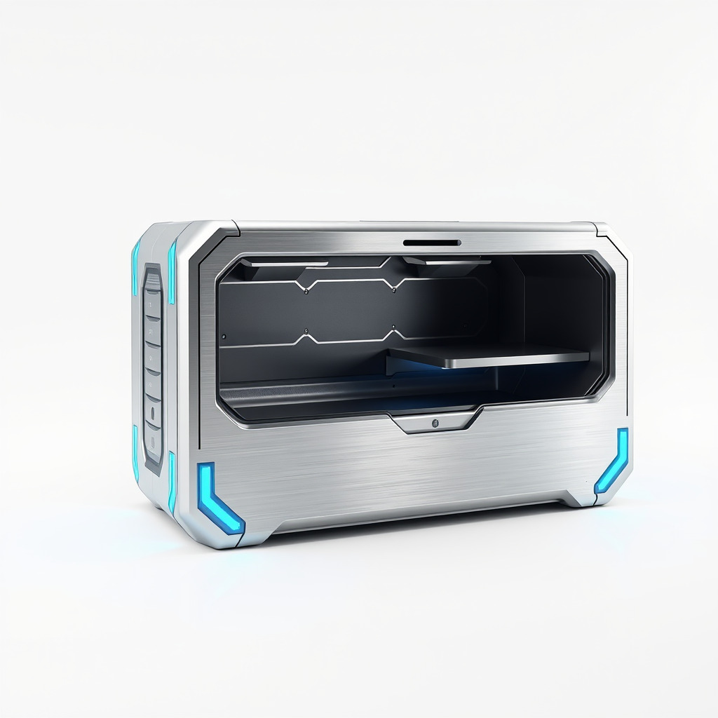 Futuristic Storage Chest Brushed Titanium model pack Low-poly 3D model_3