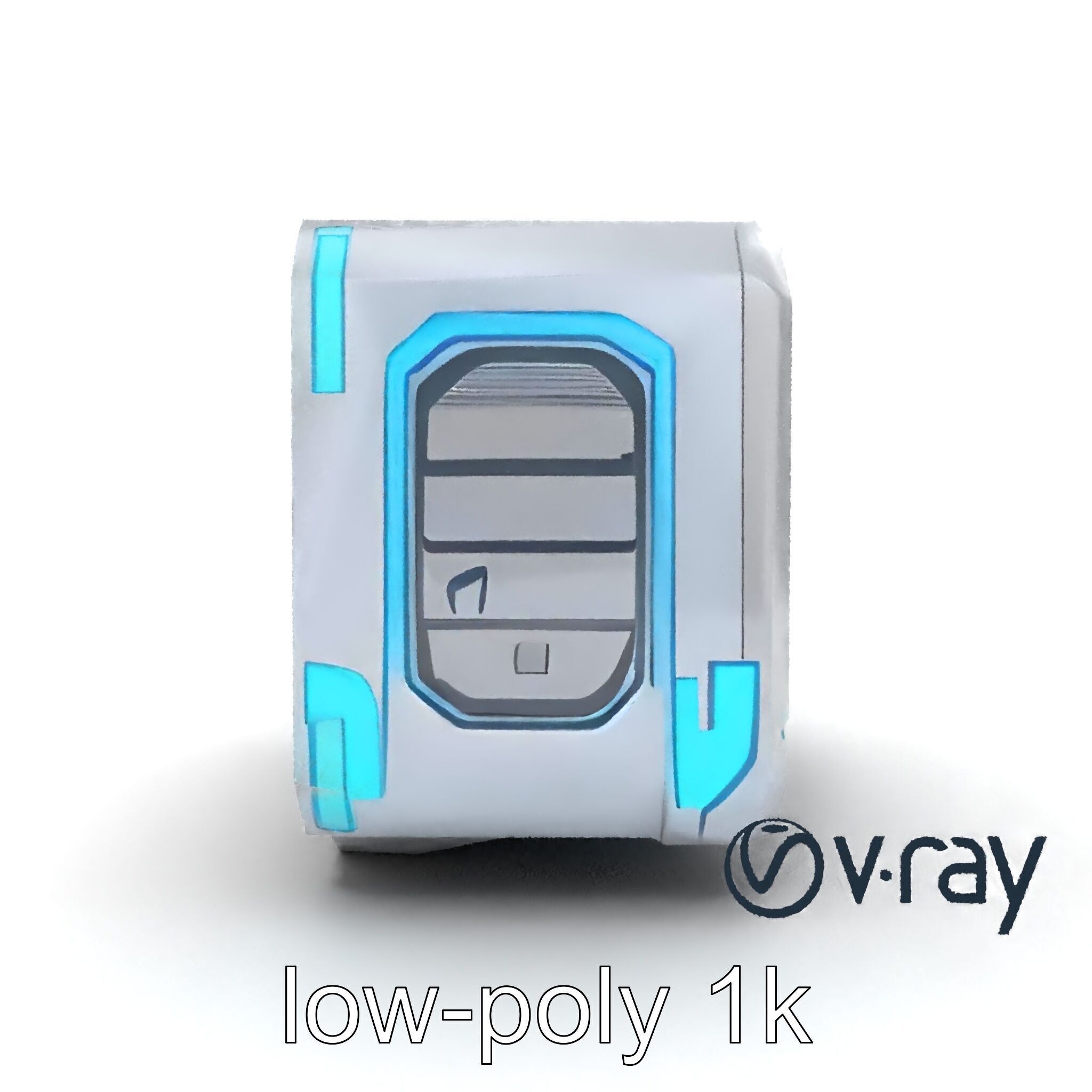 Futuristic Storage Chest Brushed Titanium model pack Low-poly 3D model_19