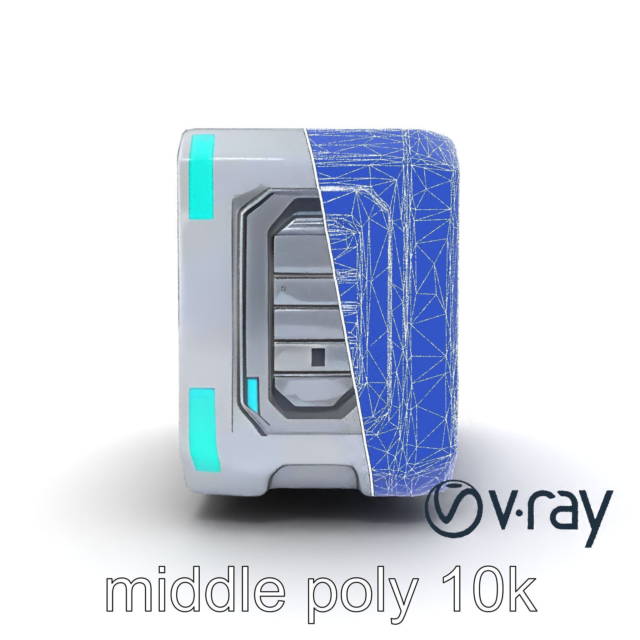 Futuristic Storage Chest Brushed Titanium model pack Low-poly 3D model_24