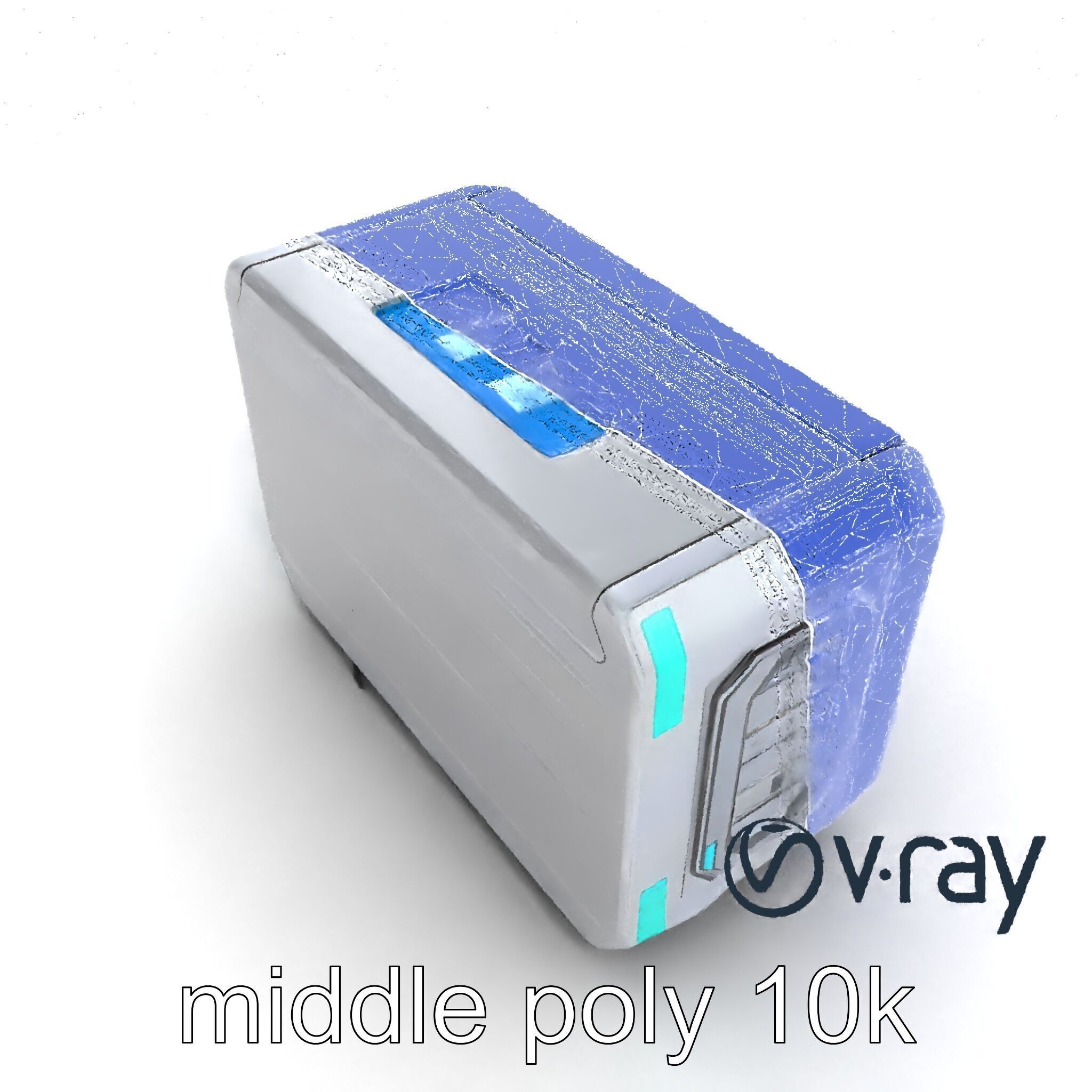 Futuristic Storage Chest Brushed Titanium model pack Low-poly 3D model_22