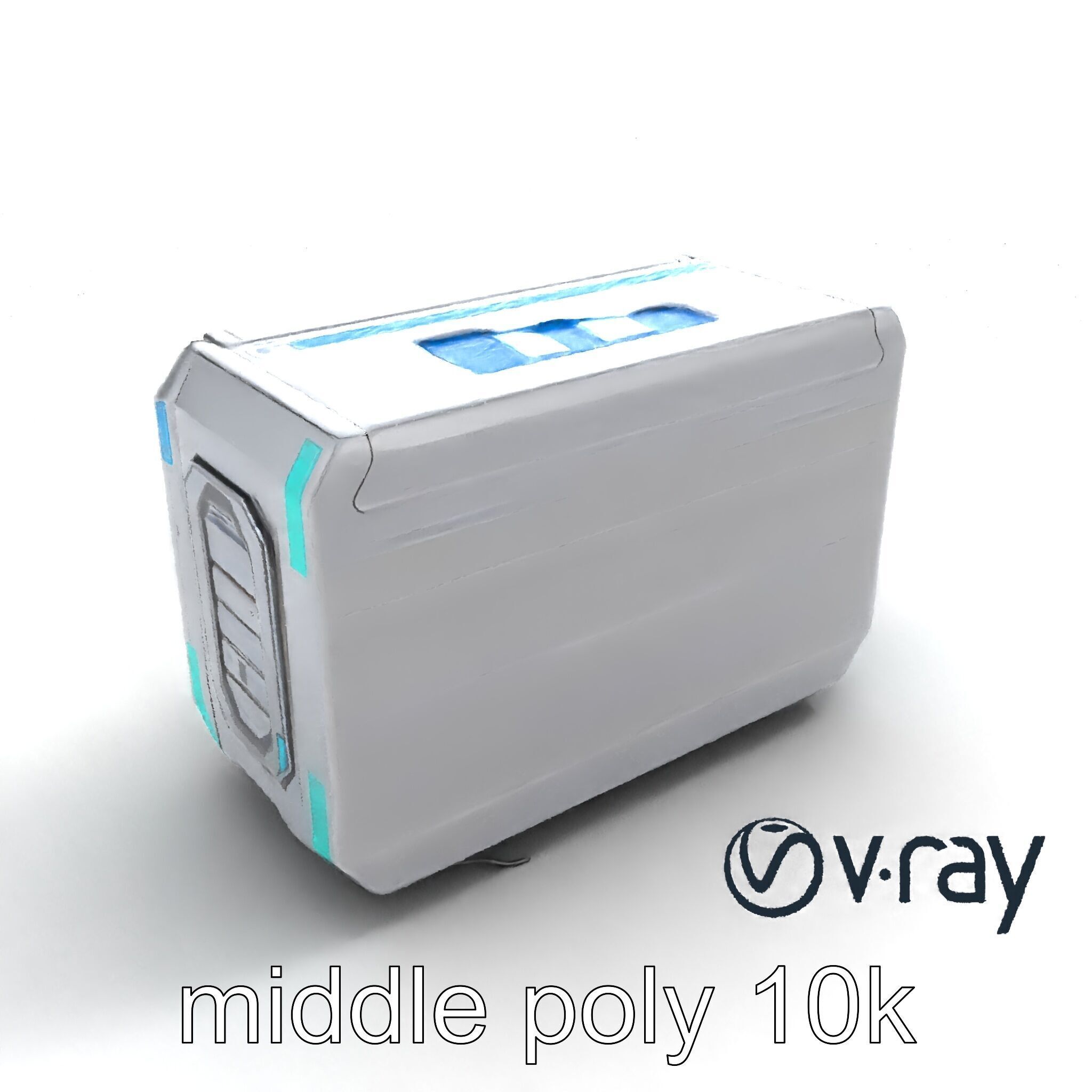 Futuristic Storage Chest Brushed Titanium model pack Low-poly 3D model_7