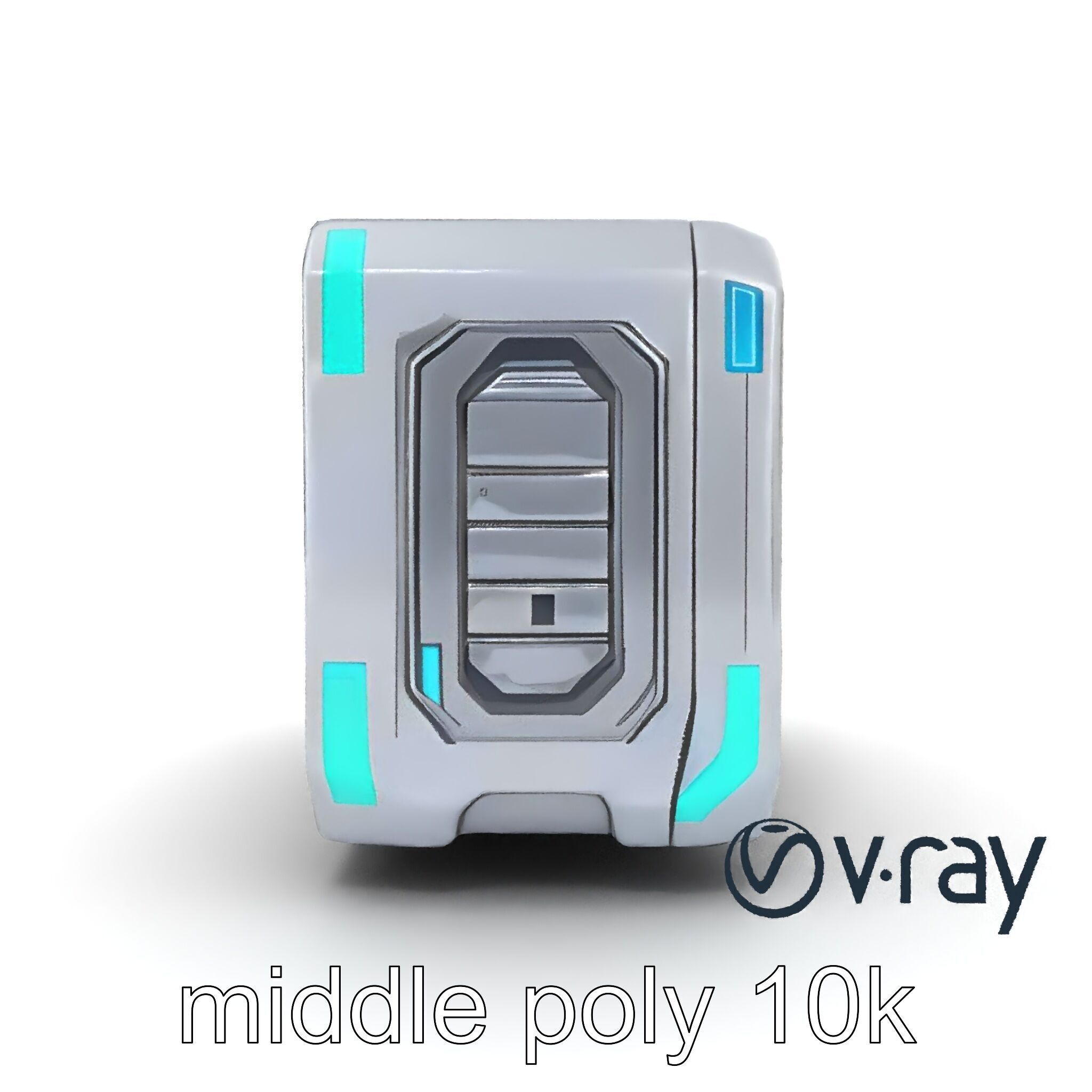 Futuristic Storage Chest Brushed Titanium model pack Low-poly 3D model_20