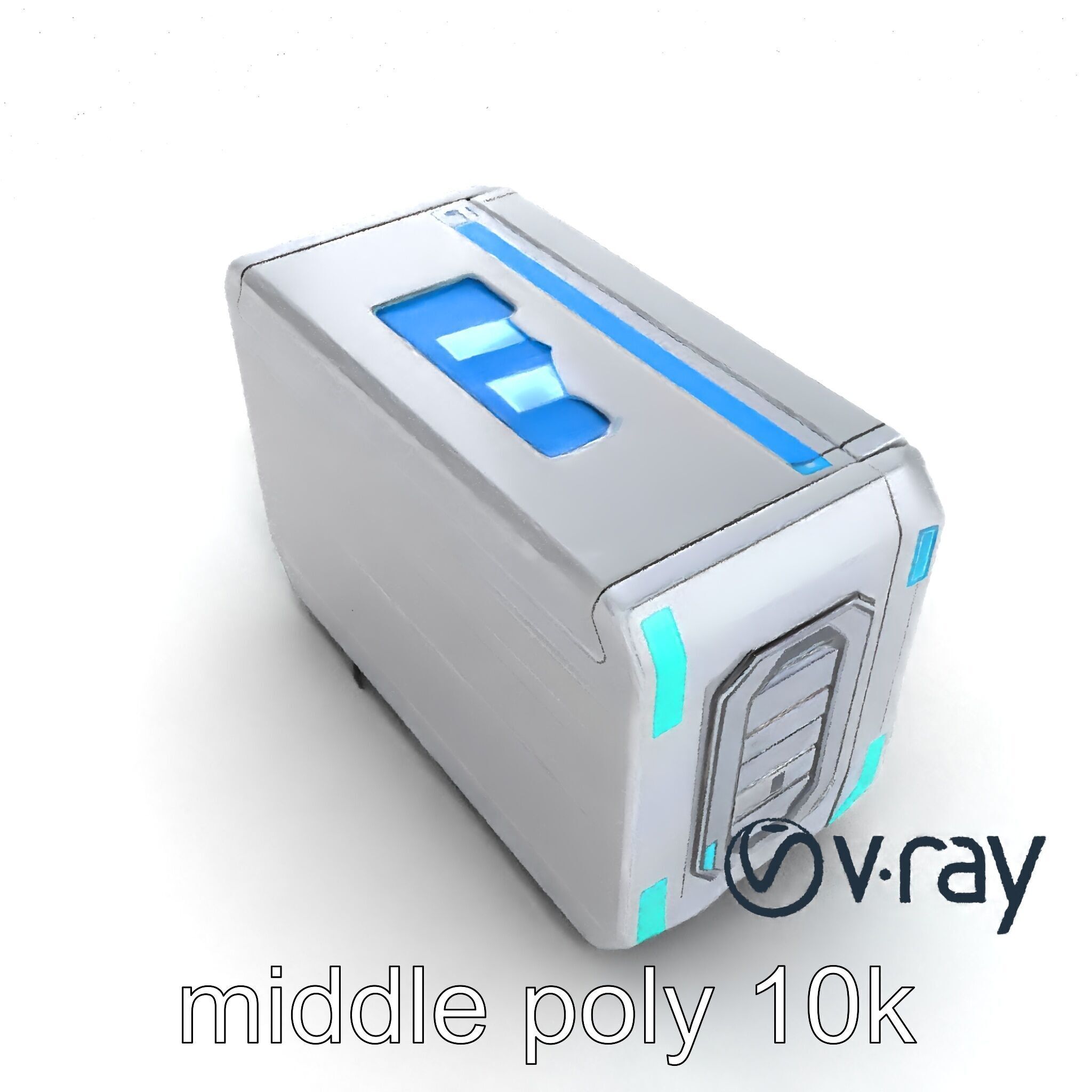 Futuristic Storage Chest Brushed Titanium model pack Low-poly 3D model_14