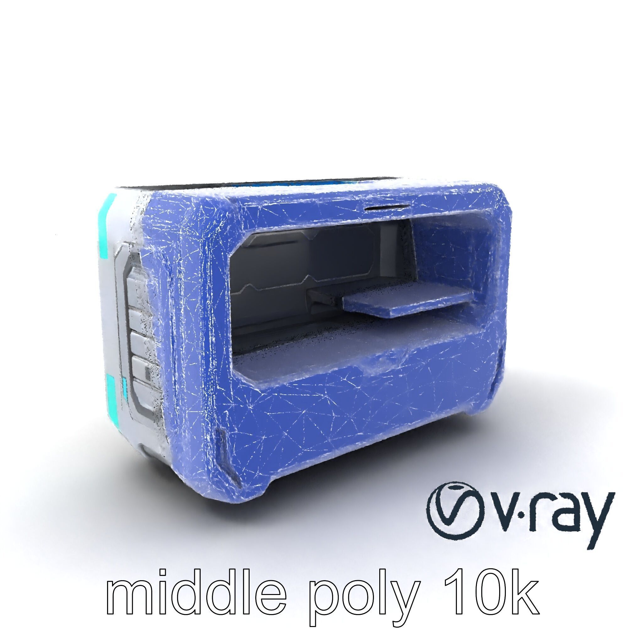 Futuristic Storage Chest Brushed Titanium model pack Low-poly 3D model_5