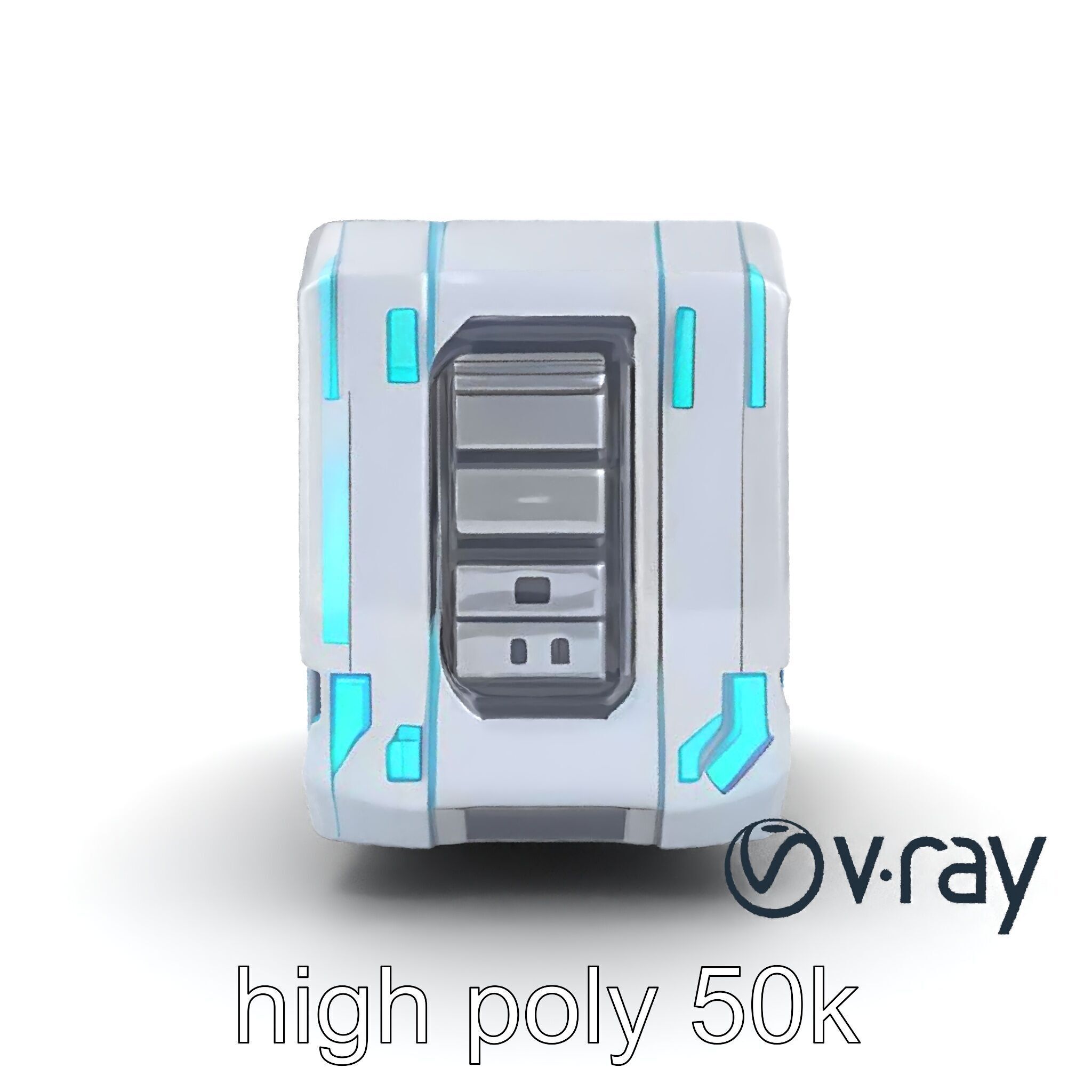 Futuristic Storage Chest Brushed Titanium model pack Low-poly 3D model_12