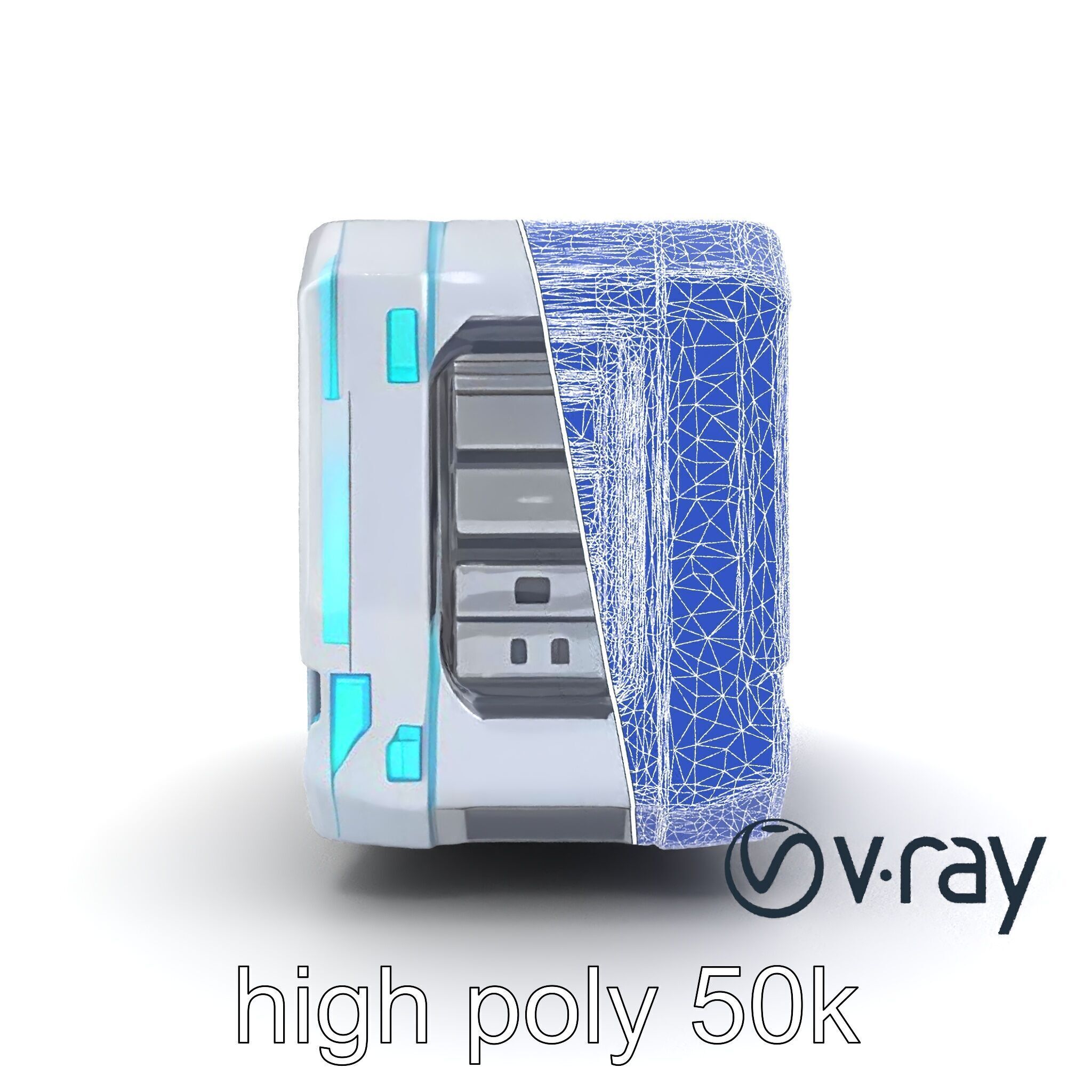 Futuristic Storage Chest Brushed Titanium model pack Low-poly 3D model_23