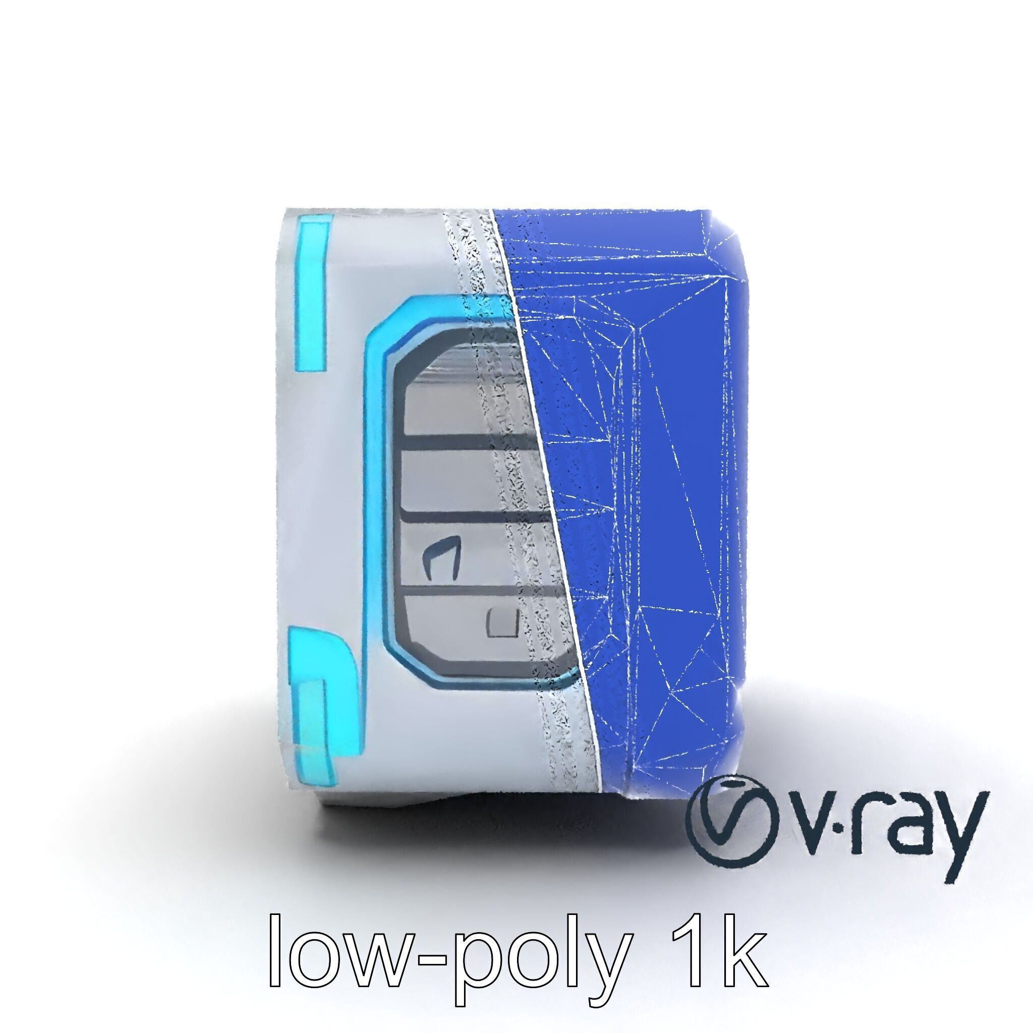 Futuristic Storage Chest Brushed Titanium model pack Low-poly 3D model_18