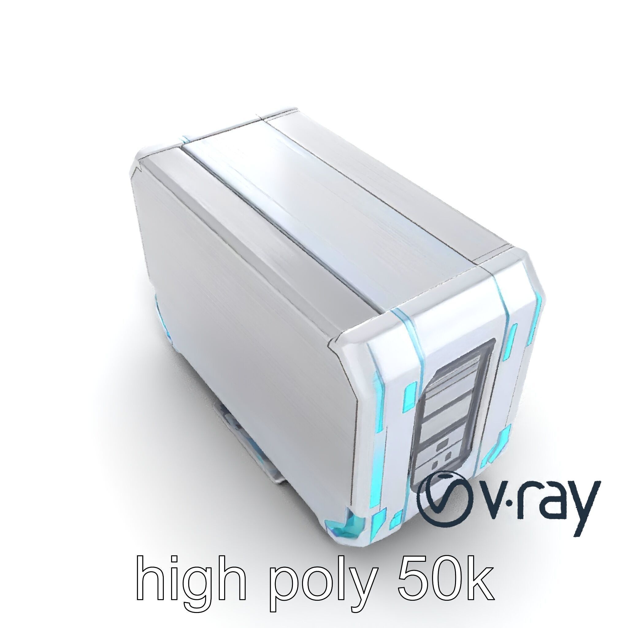 Futuristic Storage Chest Brushed Titanium model pack Low-poly 3D model_30