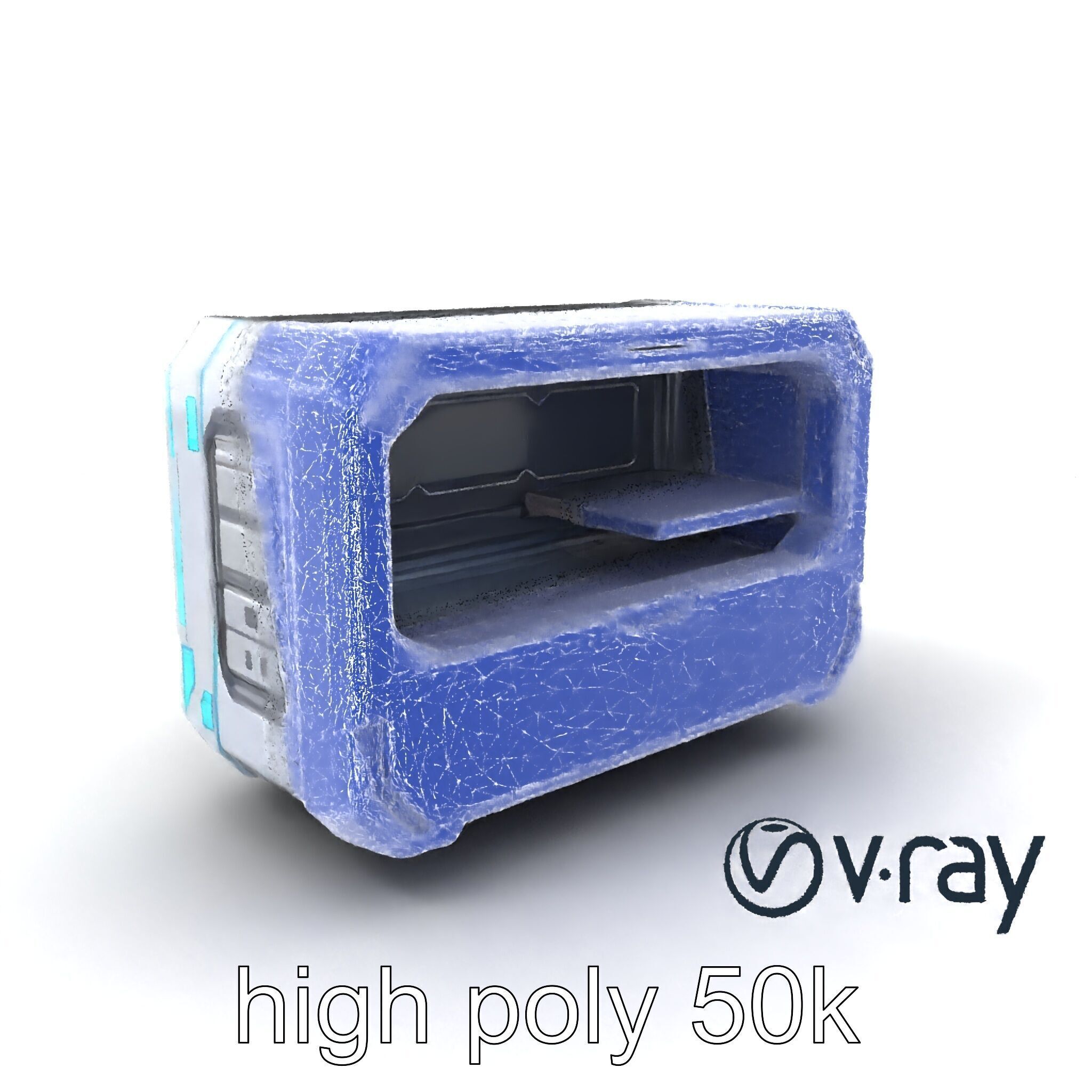 Futuristic Storage Chest Brushed Titanium model pack Low-poly 3D model_1