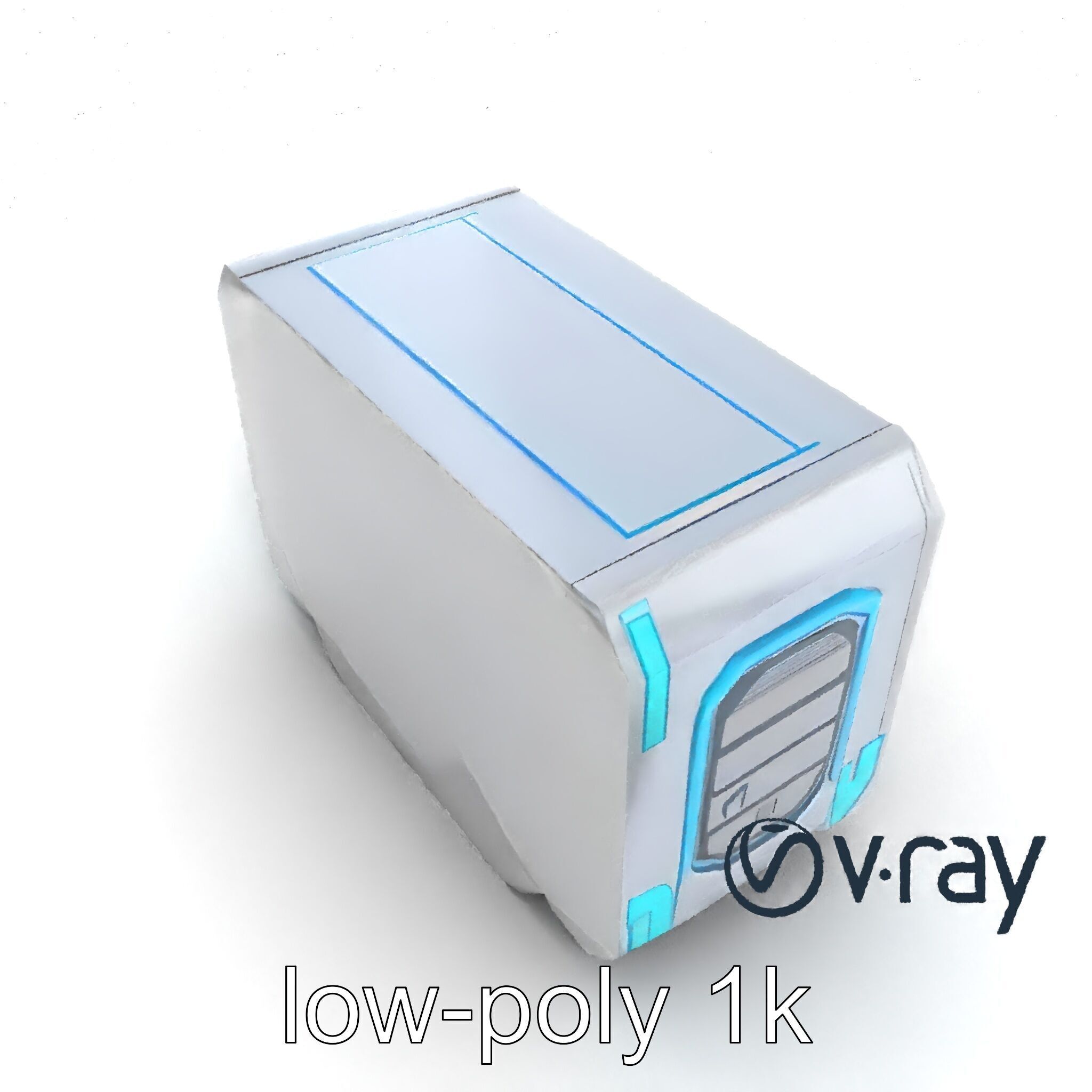 Futuristic Storage Chest Brushed Titanium model pack Low-poly 3D model_21
