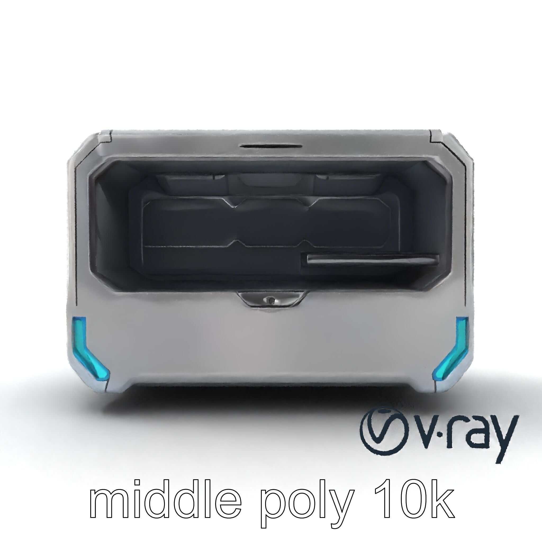 Futuristic Storage Chest Brushed Titanium model pack Low-poly 3D model_15