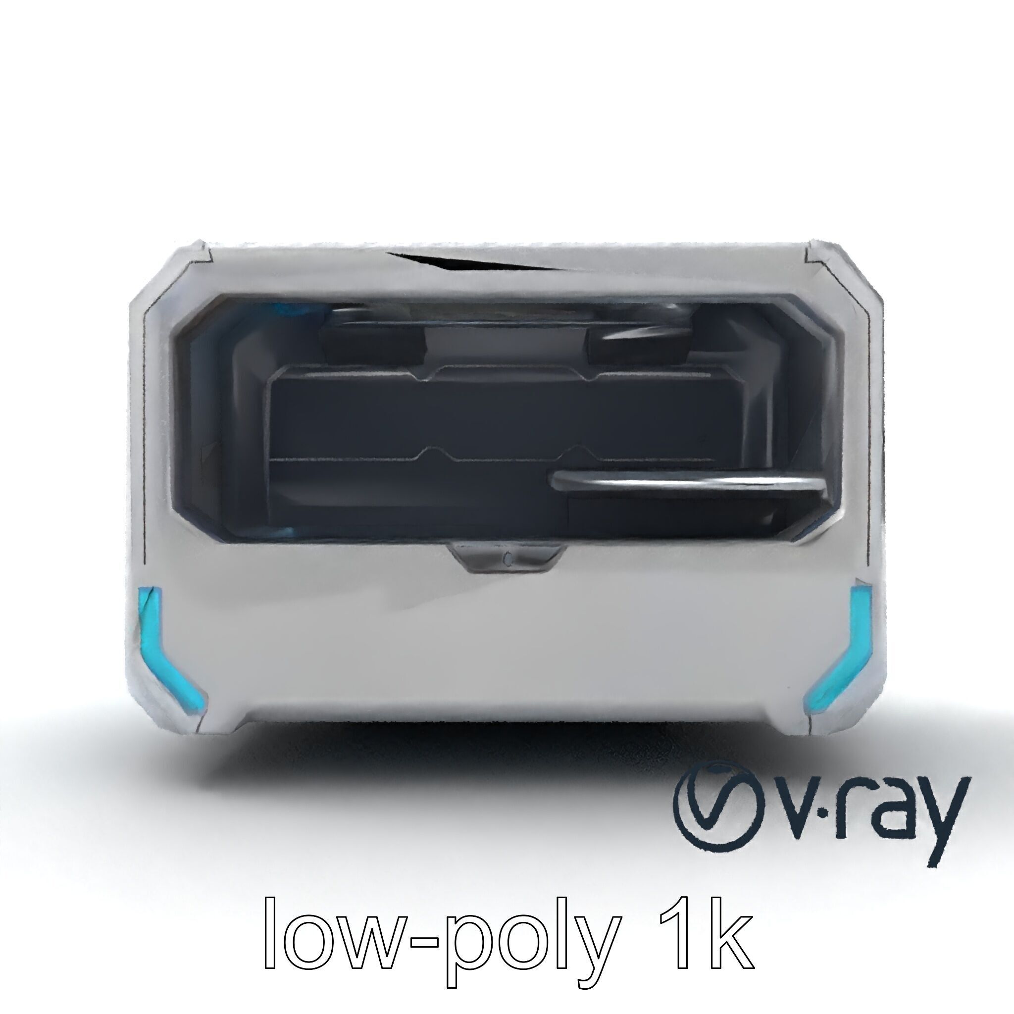 Futuristic Storage Chest Brushed Titanium model pack Low-poly 3D model_13