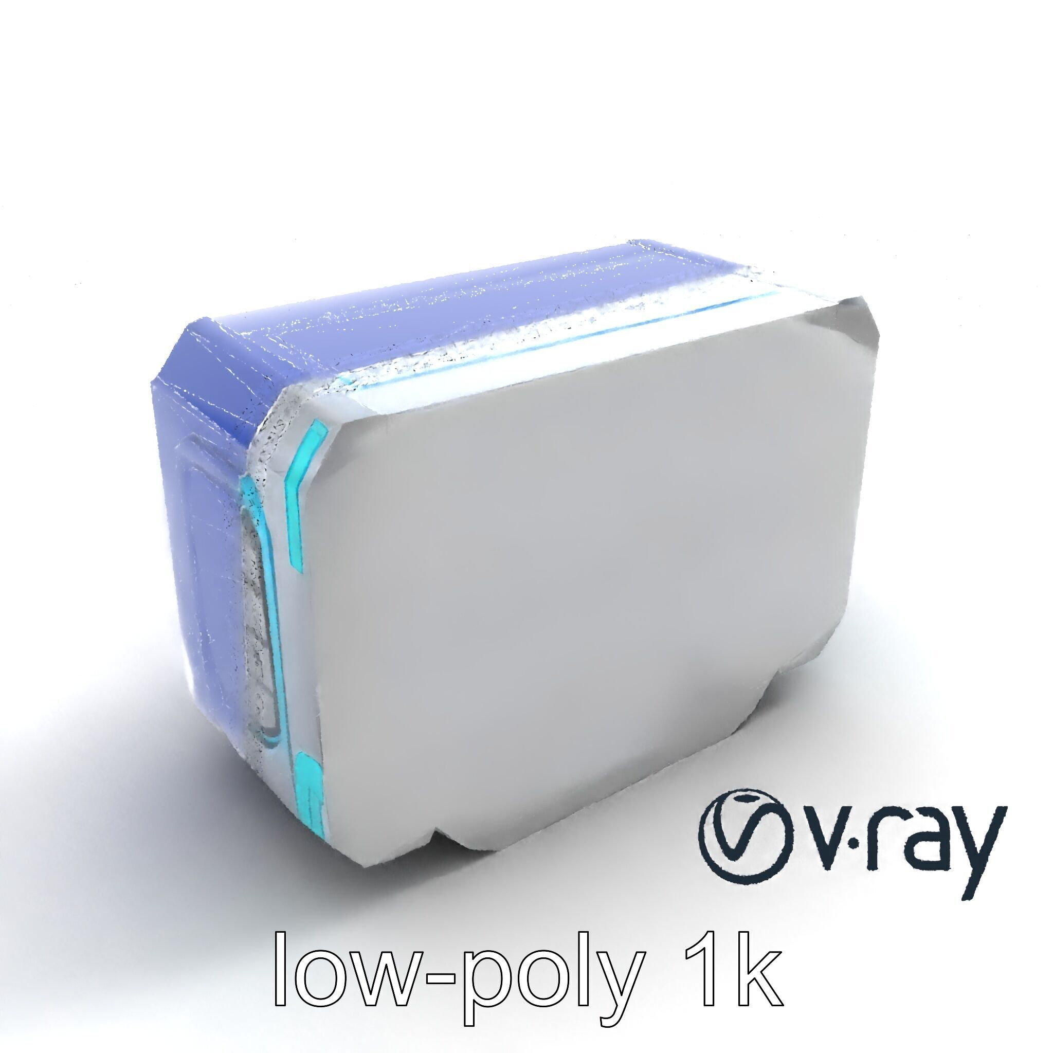 Futuristic Storage Chest Brushed Titanium model pack Low-poly 3D model_27