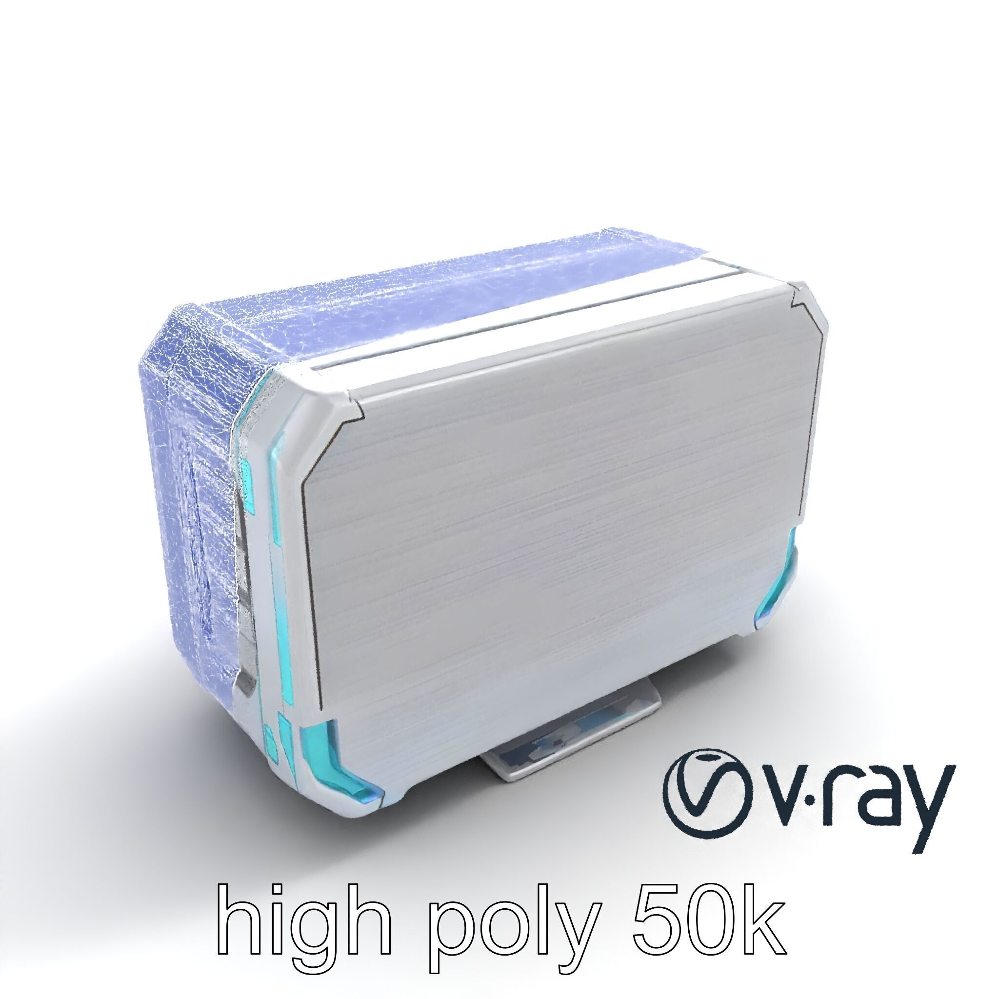 Futuristic Storage Chest Brushed Titanium model pack Low-poly 3D model_17