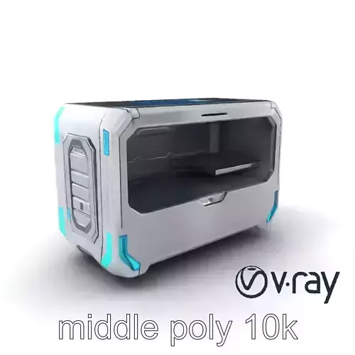 Futuristic Storage Chest Brushed Titanium model pack