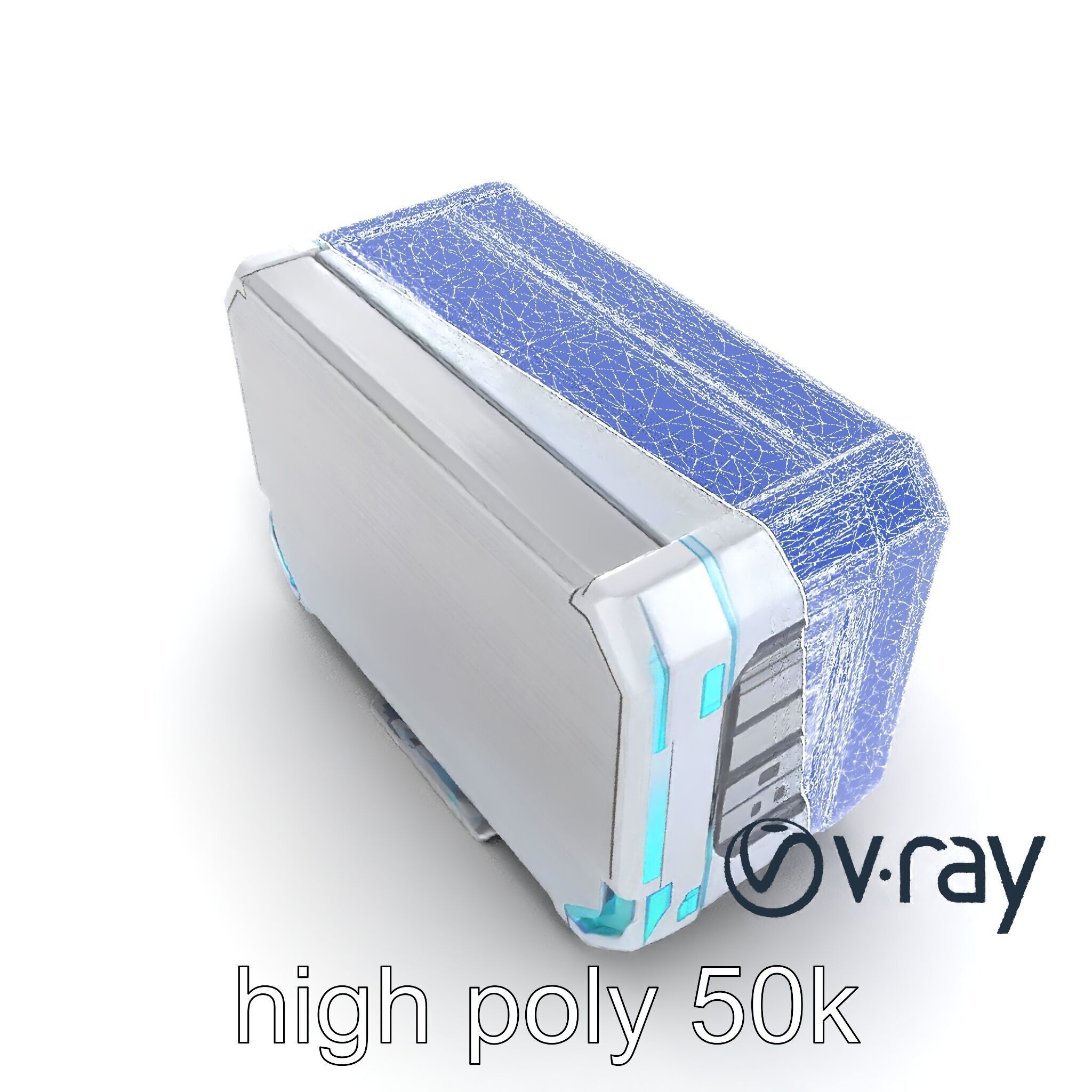 Futuristic Storage Chest Brushed Titanium model pack Low-poly 3D model_29