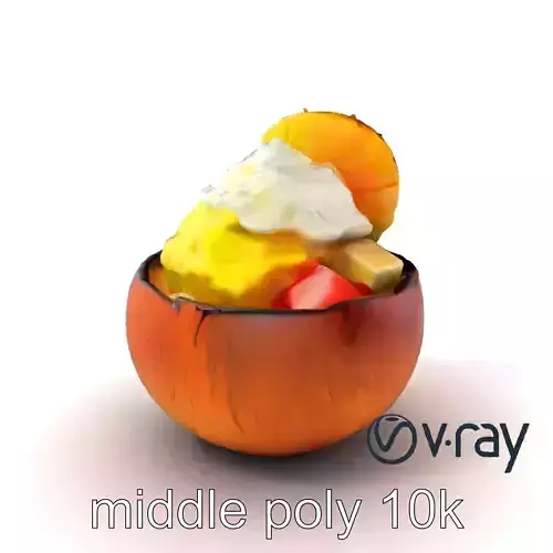 Exotic Ice Cream Sundae in Coconut Shell model pack Low-poly 3D model
