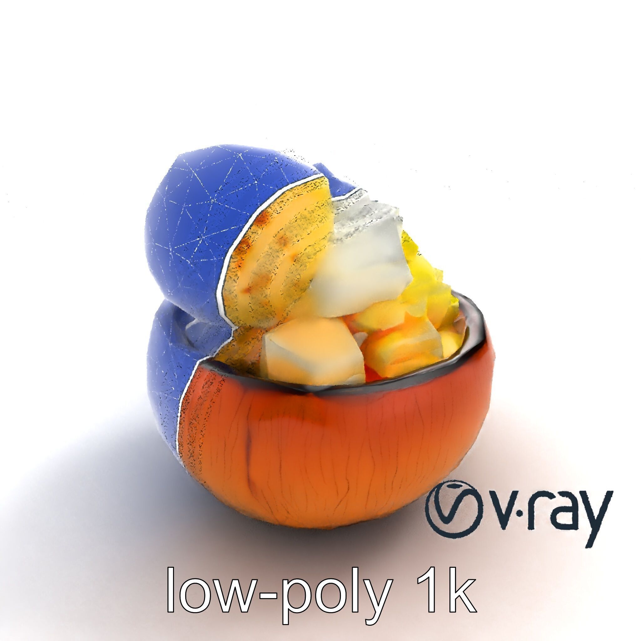 Exotic Ice Cream Sundae in Coconut Shell model pack Low-poly 3D model_16