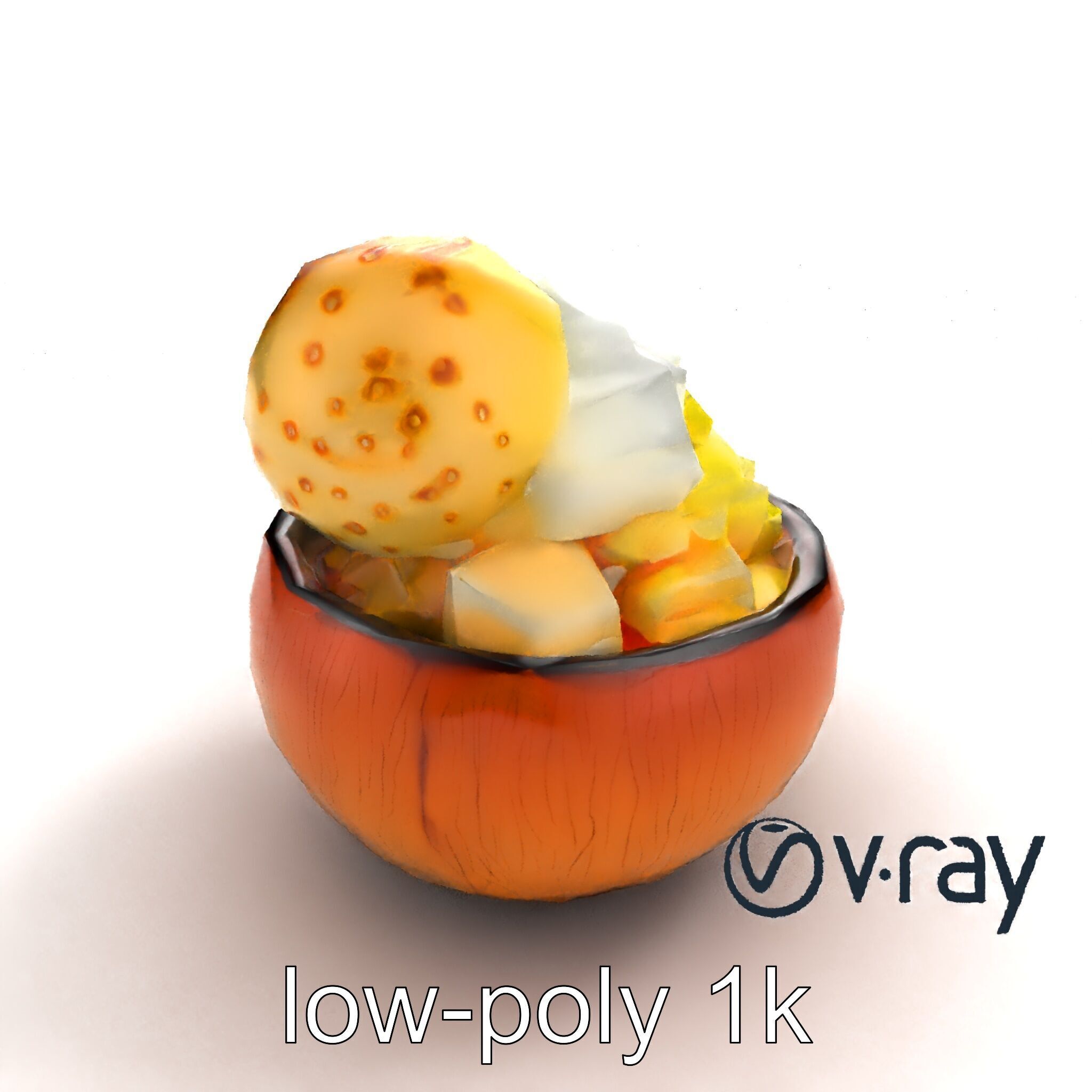 Exotic Ice Cream Sundae in Coconut Shell model pack Low-poly 3D model_8