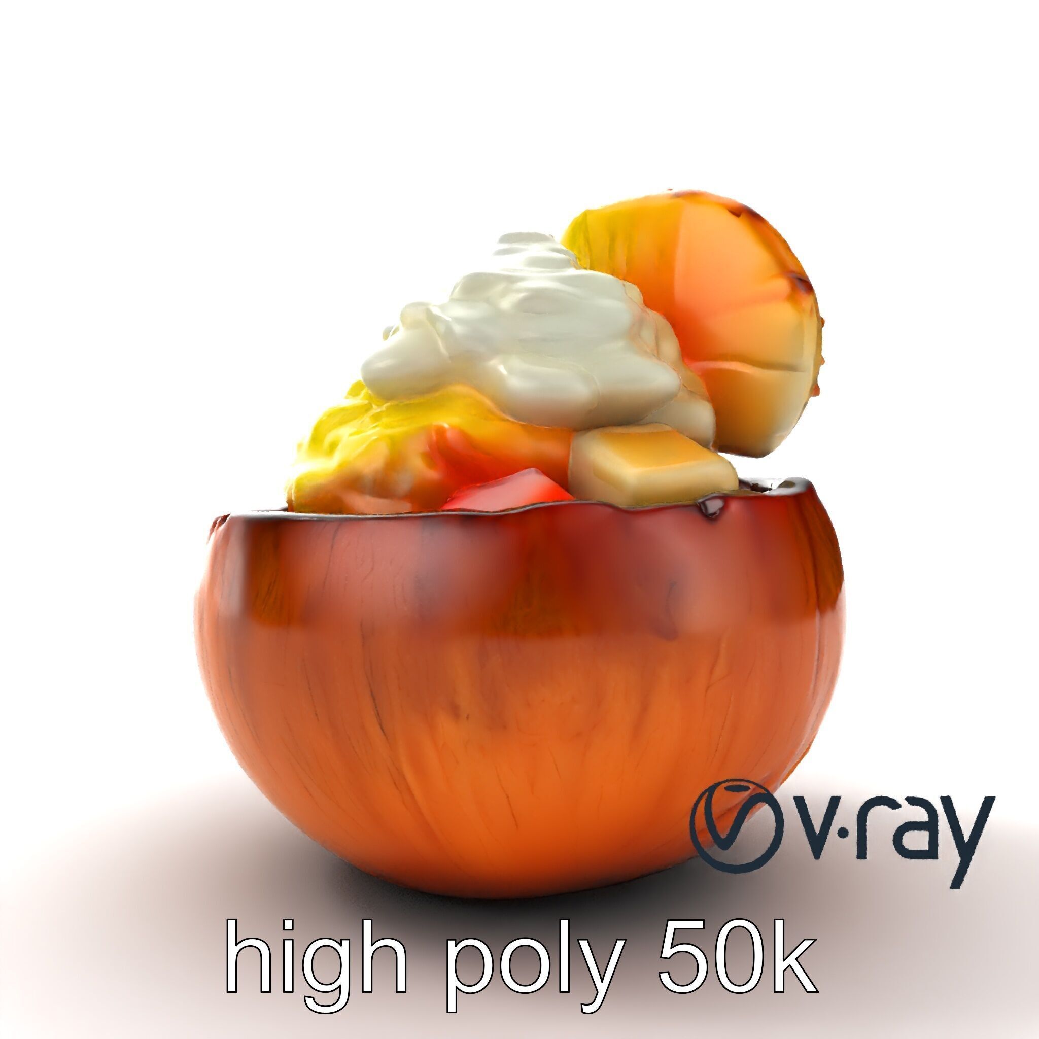 Exotic Ice Cream Sundae in Coconut Shell model pack Low-poly 3D model_25