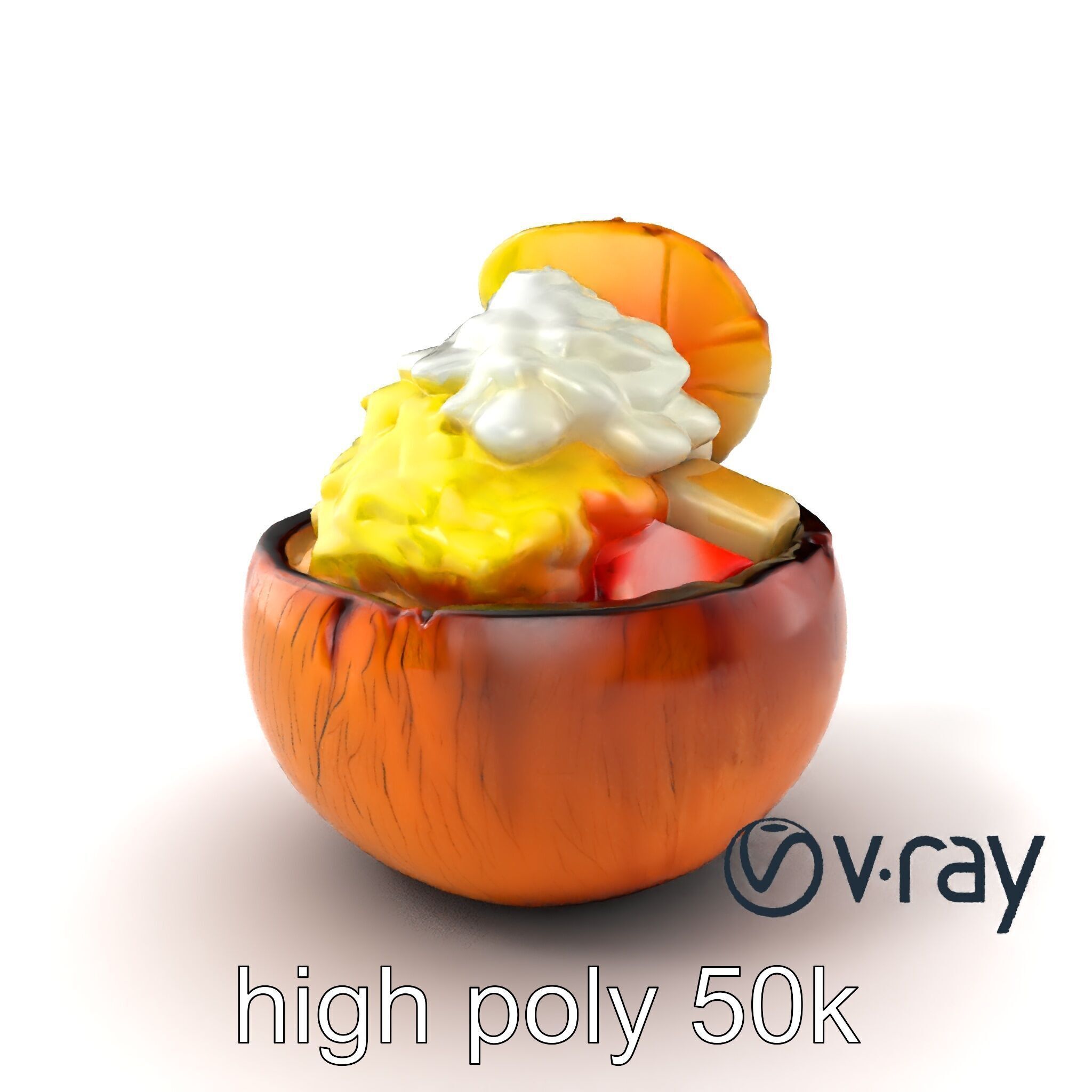 Exotic Ice Cream Sundae in Coconut Shell model pack Low-poly 3D model_2