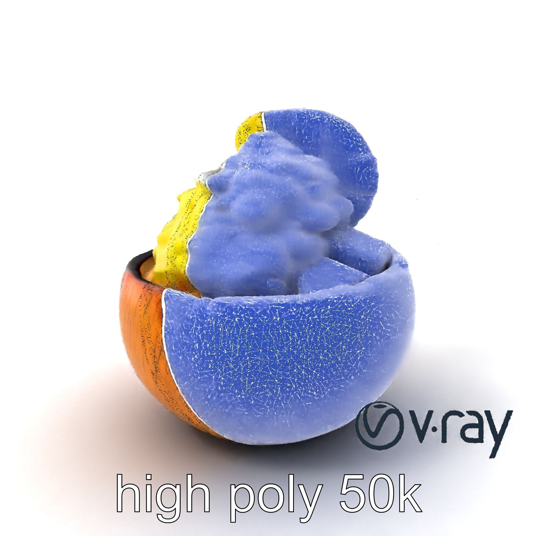 Exotic Ice Cream Sundae in Coconut Shell model pack Low-poly 3D model_1