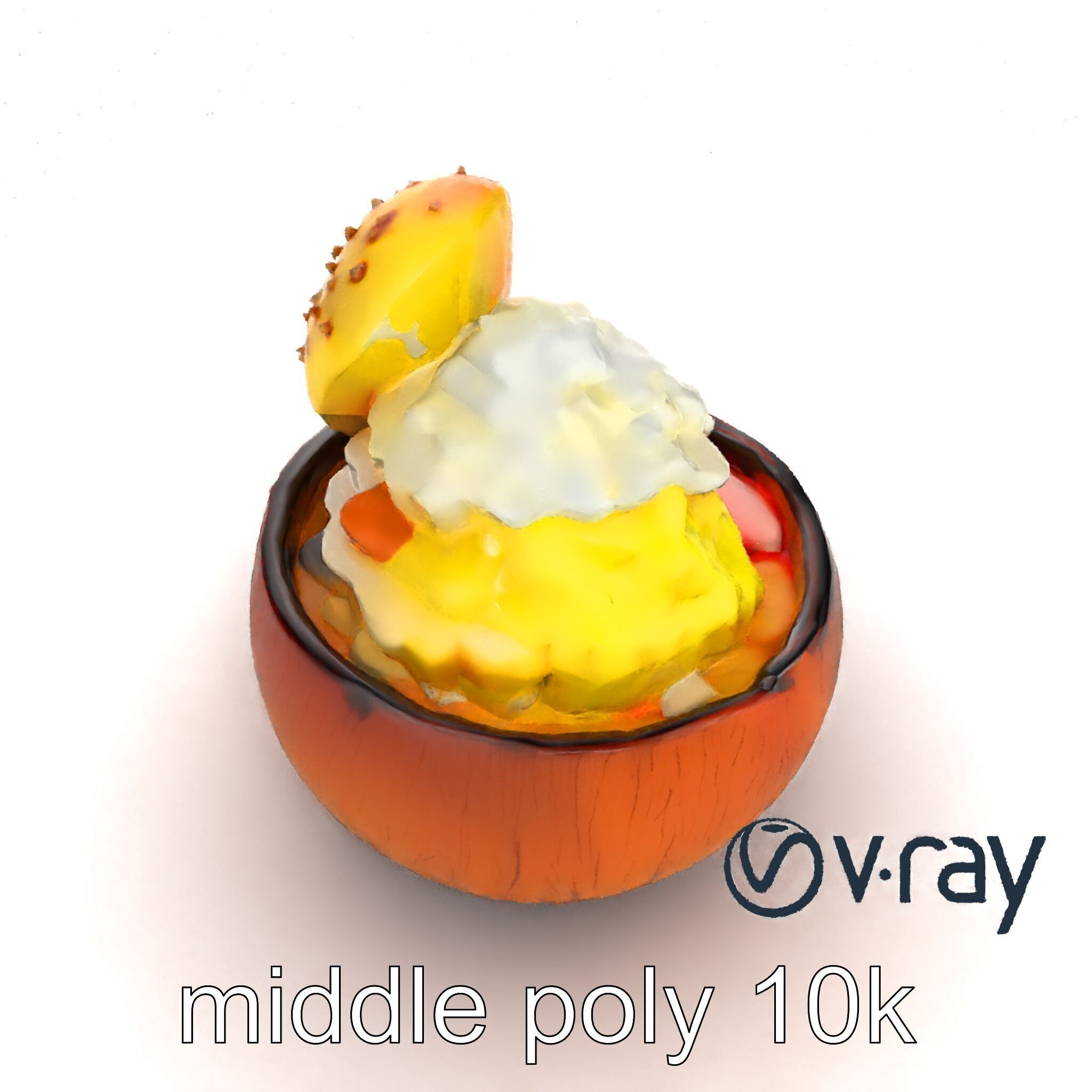 Exotic Ice Cream Sundae in Coconut Shell model pack Low-poly 3D model_19