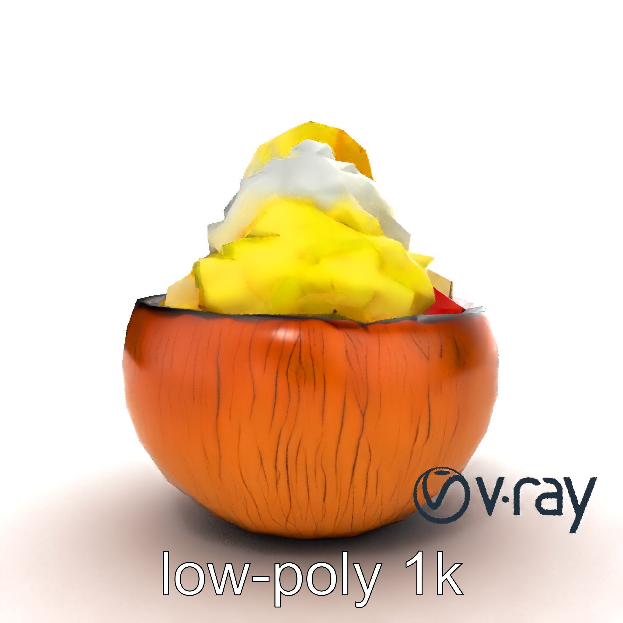 Exotic Ice Cream Sundae in Coconut Shell model pack Low-poly 3D model_14