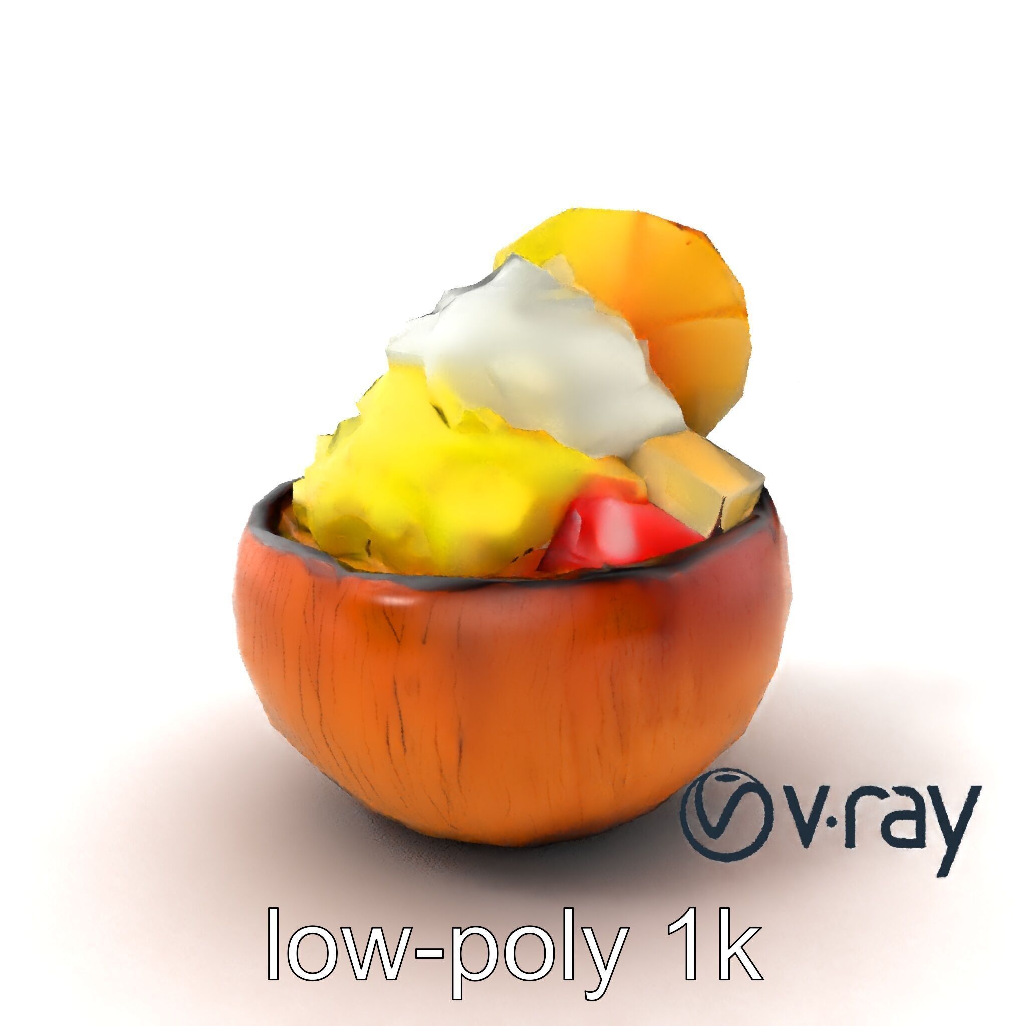 Exotic Ice Cream Sundae in Coconut Shell model pack Low-poly 3D model_4