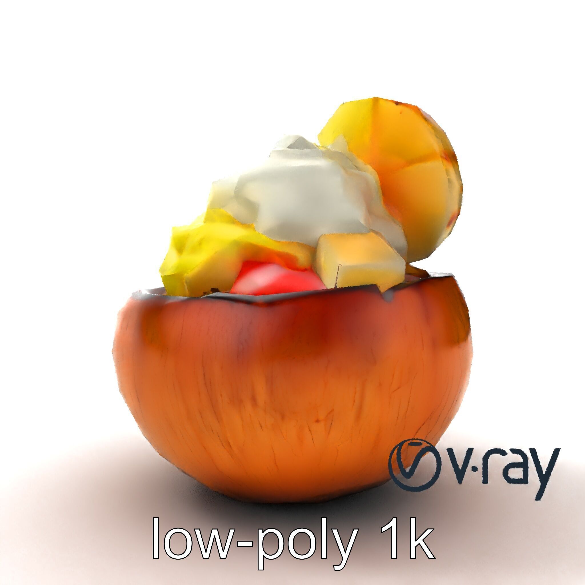 Exotic Ice Cream Sundae in Coconut Shell model pack Low-poly 3D model_20