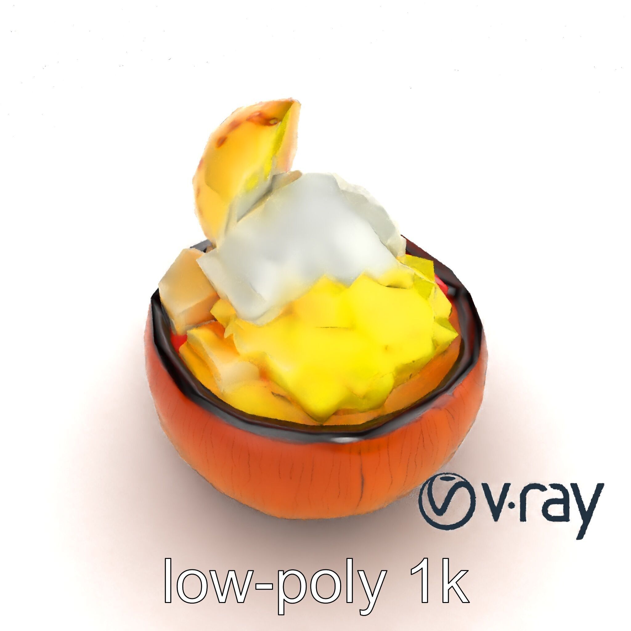 Exotic Ice Cream Sundae in Coconut Shell model pack Low-poly 3D model_13