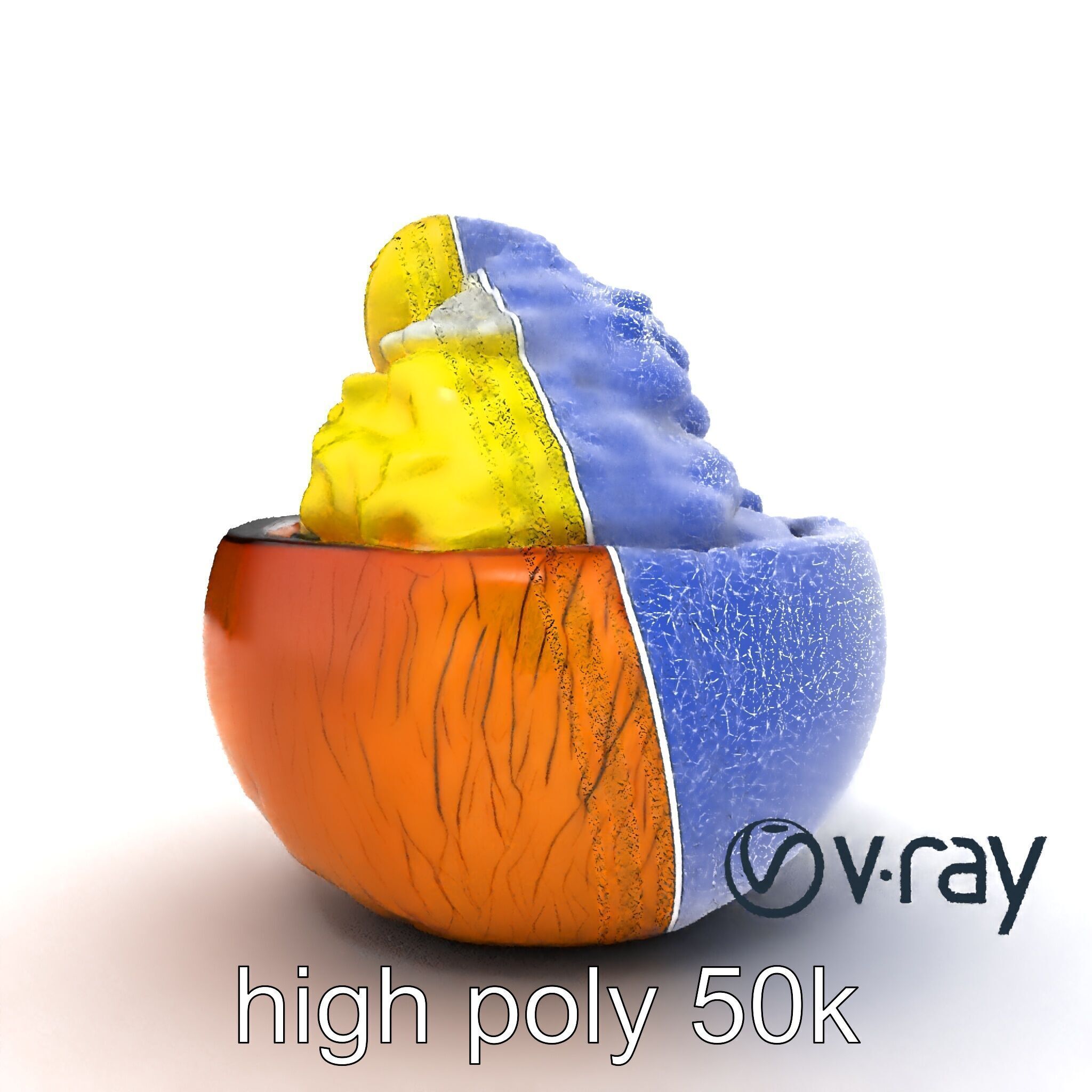 Exotic Ice Cream Sundae in Coconut Shell model pack Low-poly 3D model_11