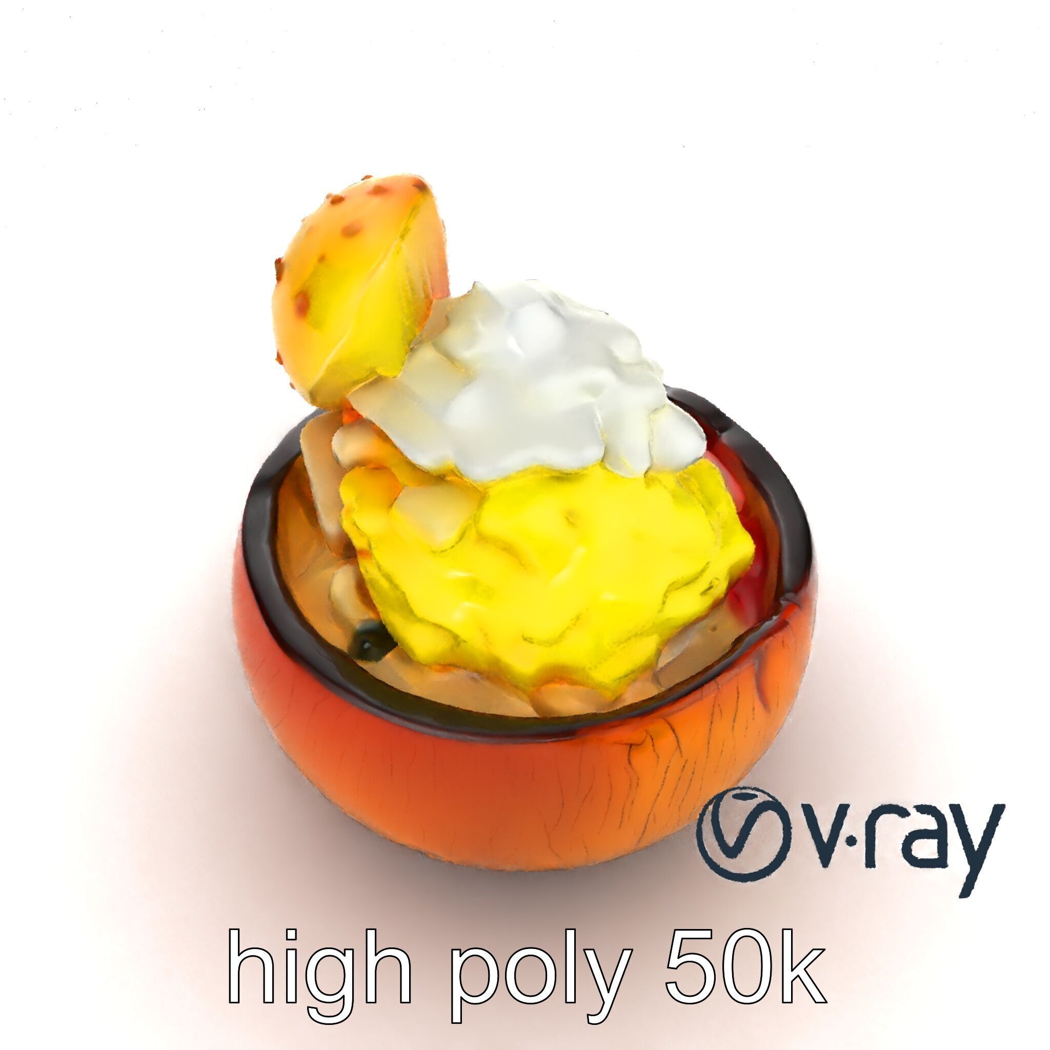 Exotic Ice Cream Sundae in Coconut Shell model pack Low-poly 3D model_24