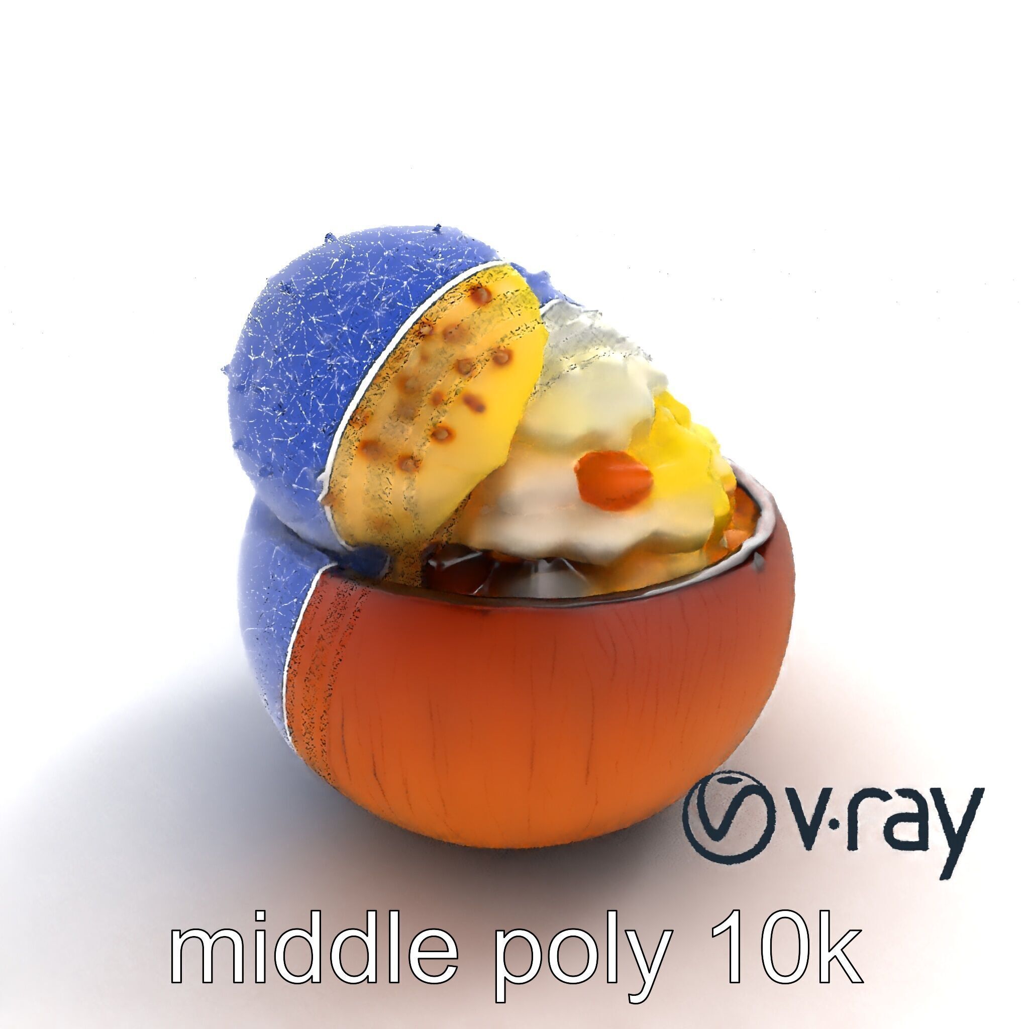 Exotic Ice Cream Sundae in Coconut Shell model pack Low-poly 3D model_10