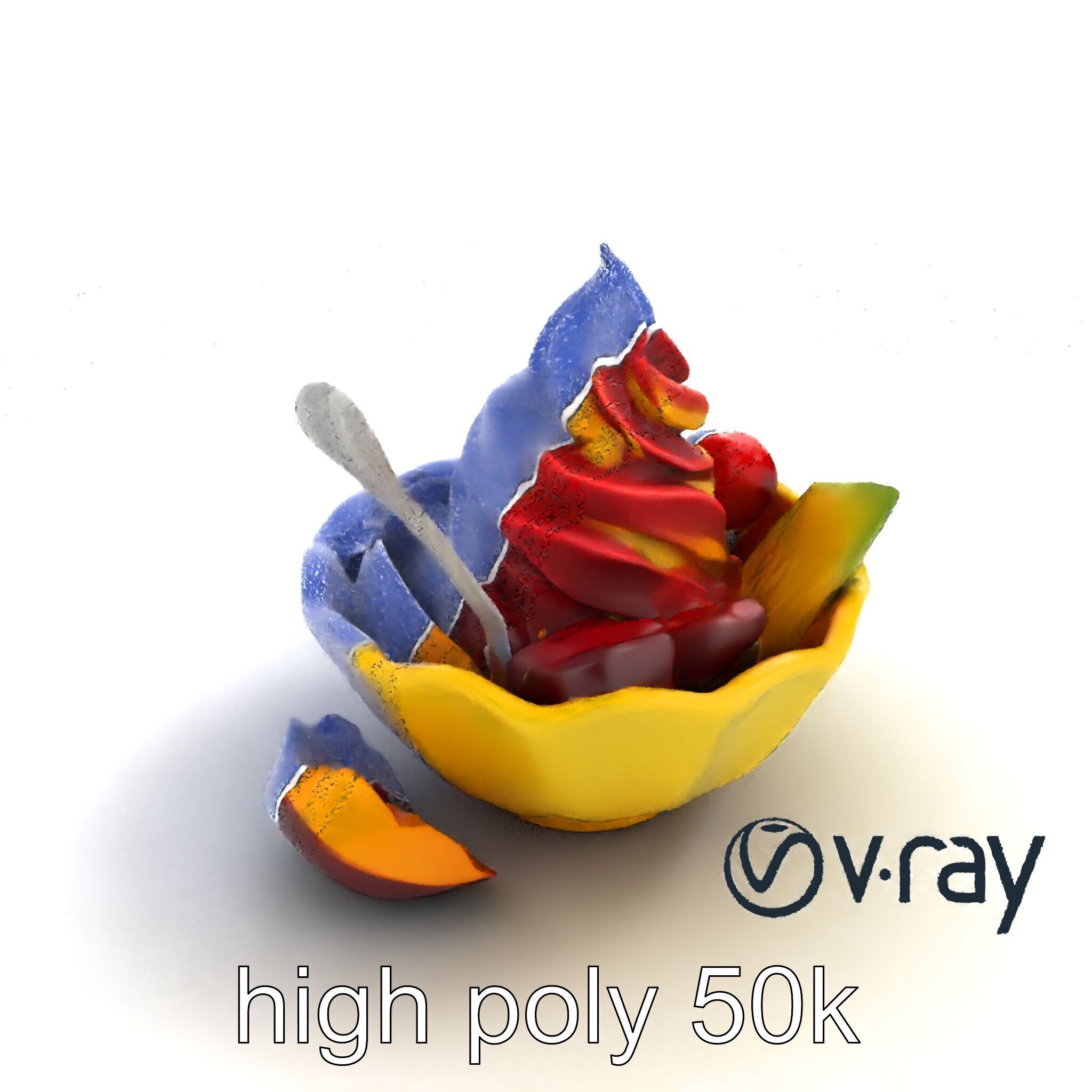 Rainbow Gelato Sundae Bowl model pack Low-poly 3D model_17