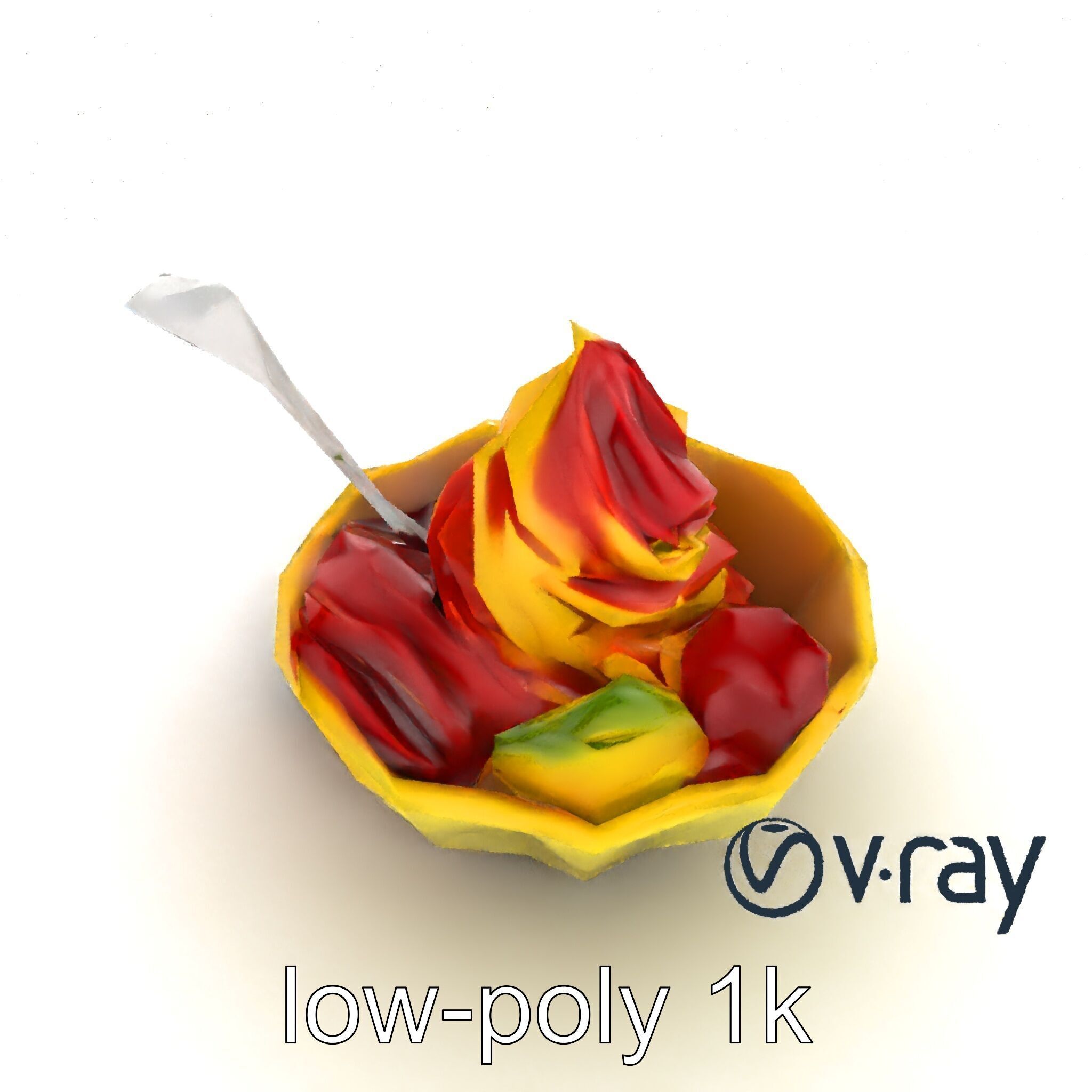 Rainbow Gelato Sundae Bowl model pack Low-poly 3D model_10