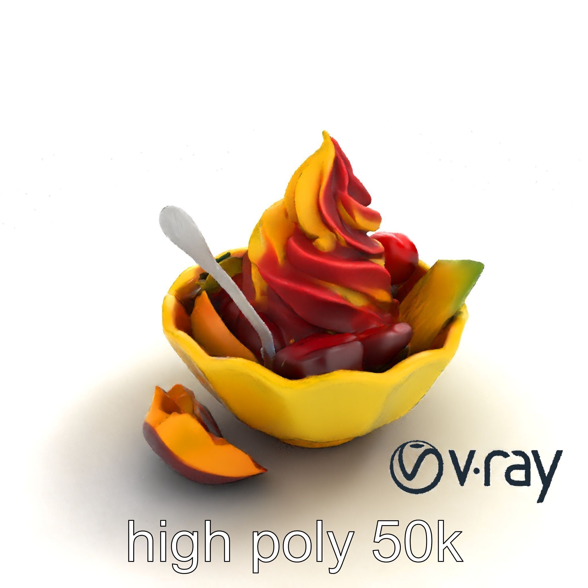 Rainbow Gelato Sundae Bowl model pack Low-poly 3D model_9