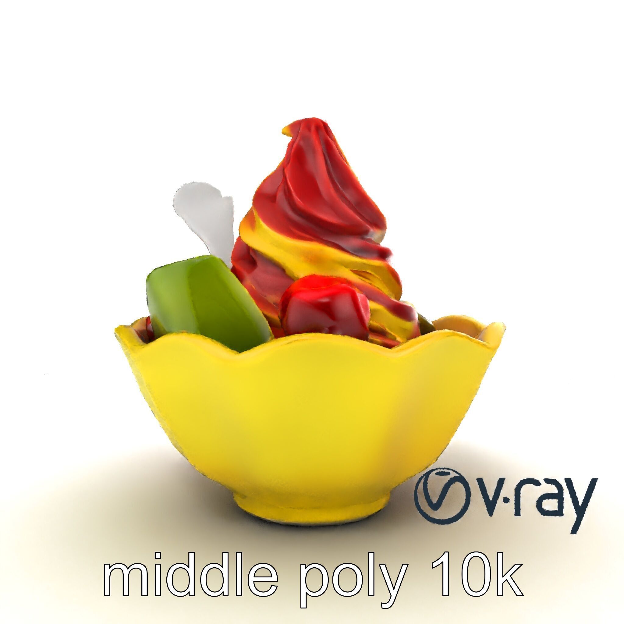 Rainbow Gelato Sundae Bowl model pack Low-poly 3D model_12