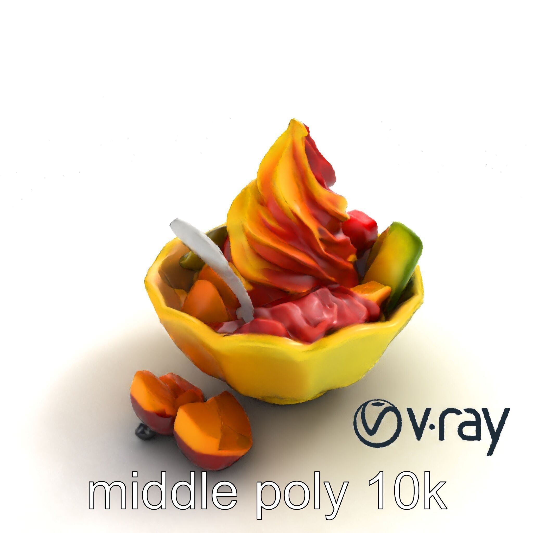 Rainbow Gelato Sundae Bowl model pack Low-poly 3D model_7