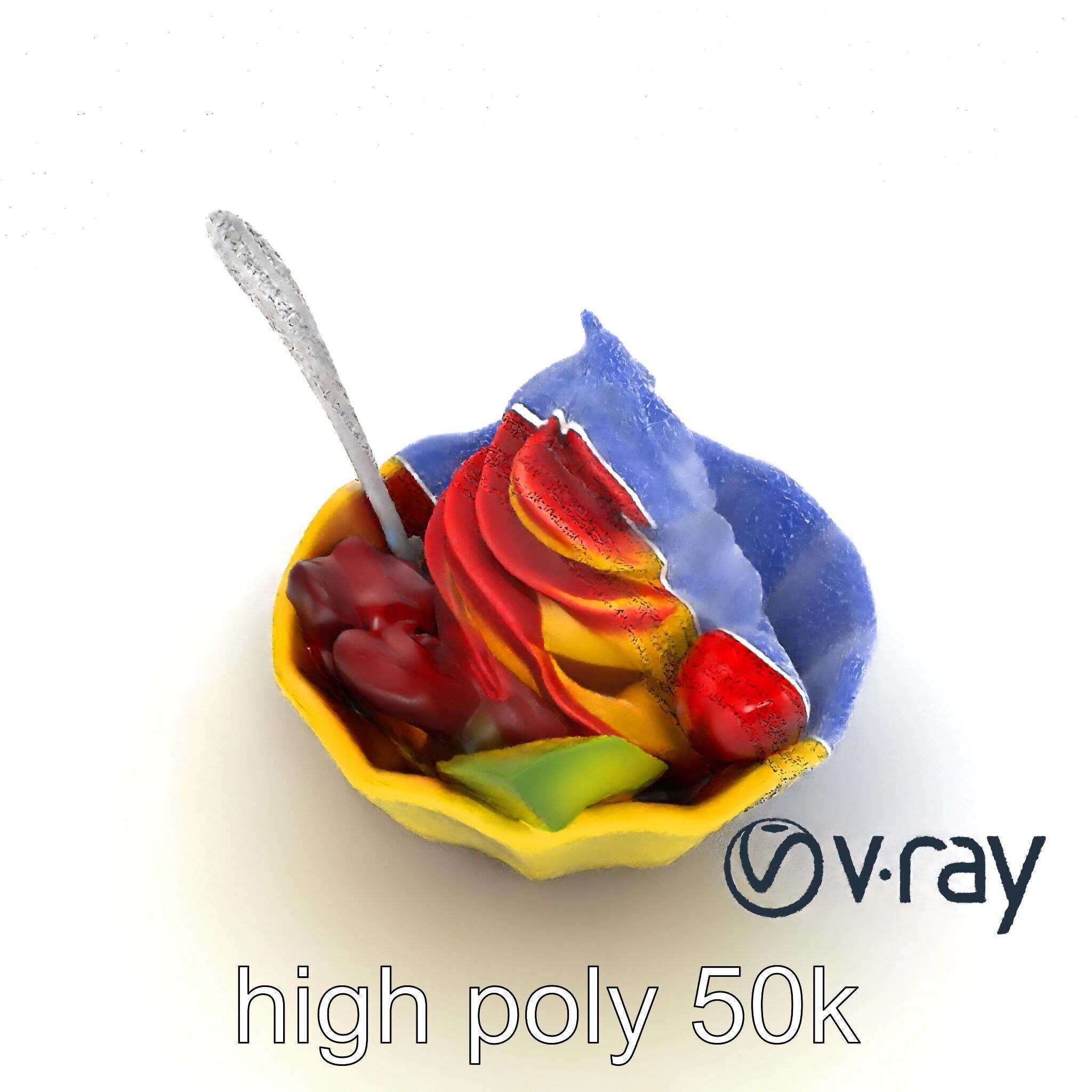 Rainbow Gelato Sundae Bowl model pack Low-poly 3D model_25