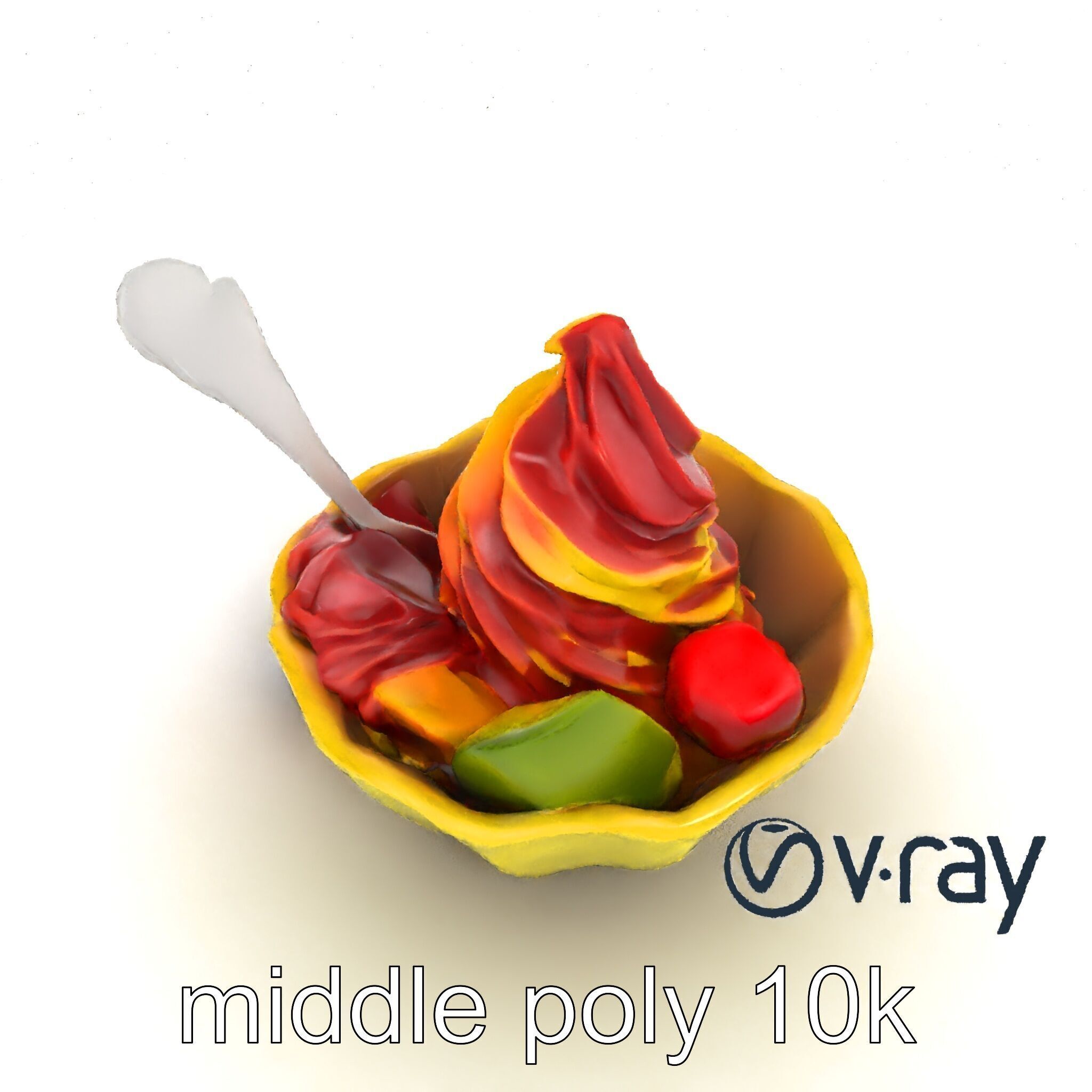 Rainbow Gelato Sundae Bowl model pack Low-poly 3D model_13