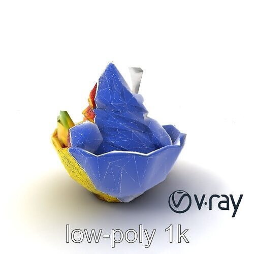 Rainbow Gelato Sundae Bowl model pack Low-poly 3D model 7