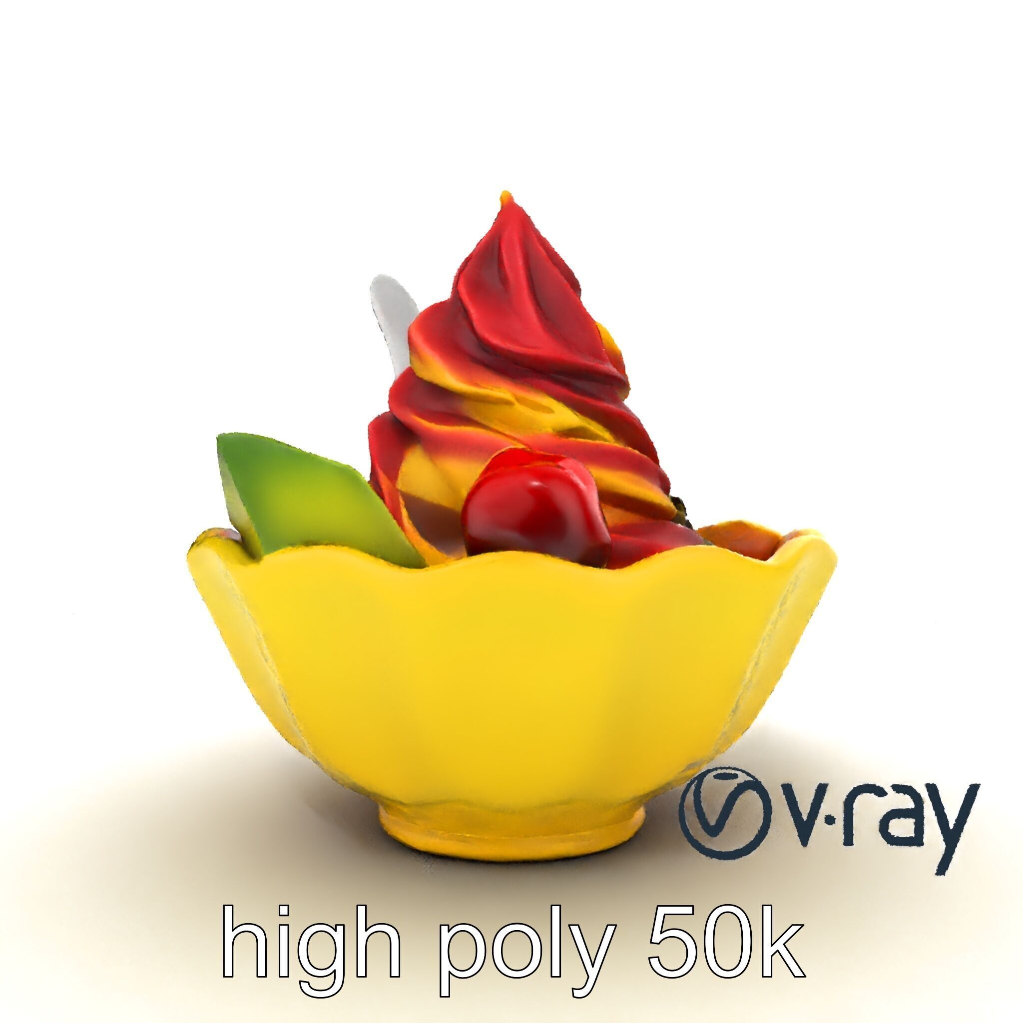 Rainbow Gelato Sundae Bowl model pack Low-poly 3D model_18
