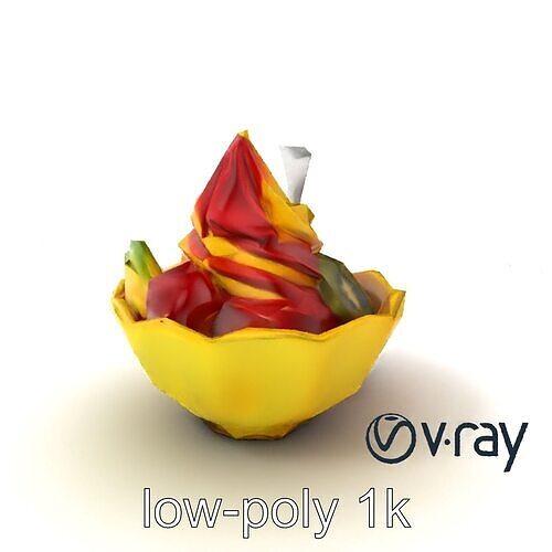 Rainbow Gelato Sundae Bowl model pack Low-poly 3D model 5