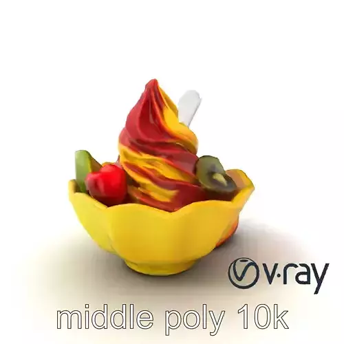 Rainbow Gelato Sundae Bowl model pack Low-poly 3D model Rainbow Gelato Sundae Bowl model pack Low-poly 3D model